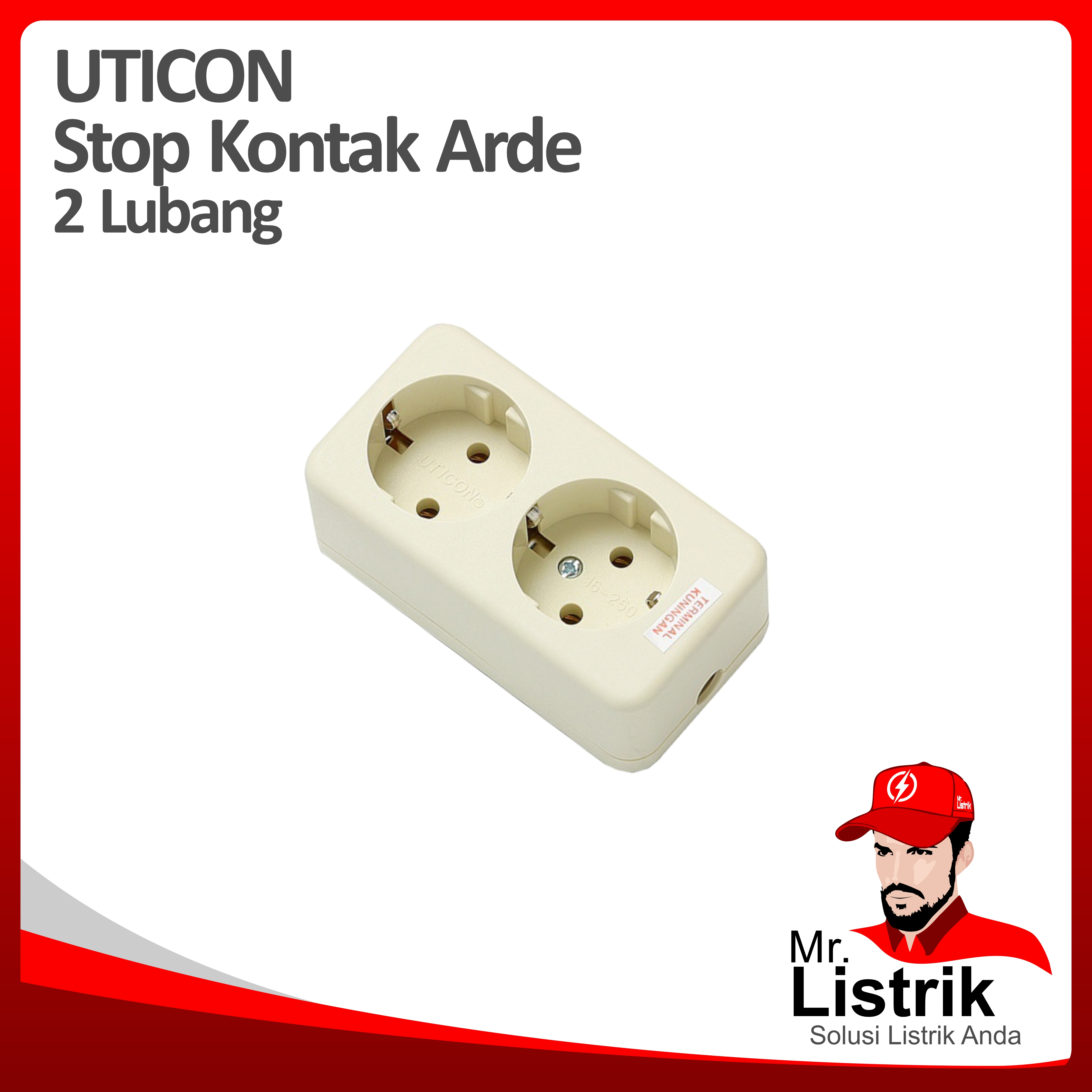 Stop Kontak 2 Lubang Arde Uticon 