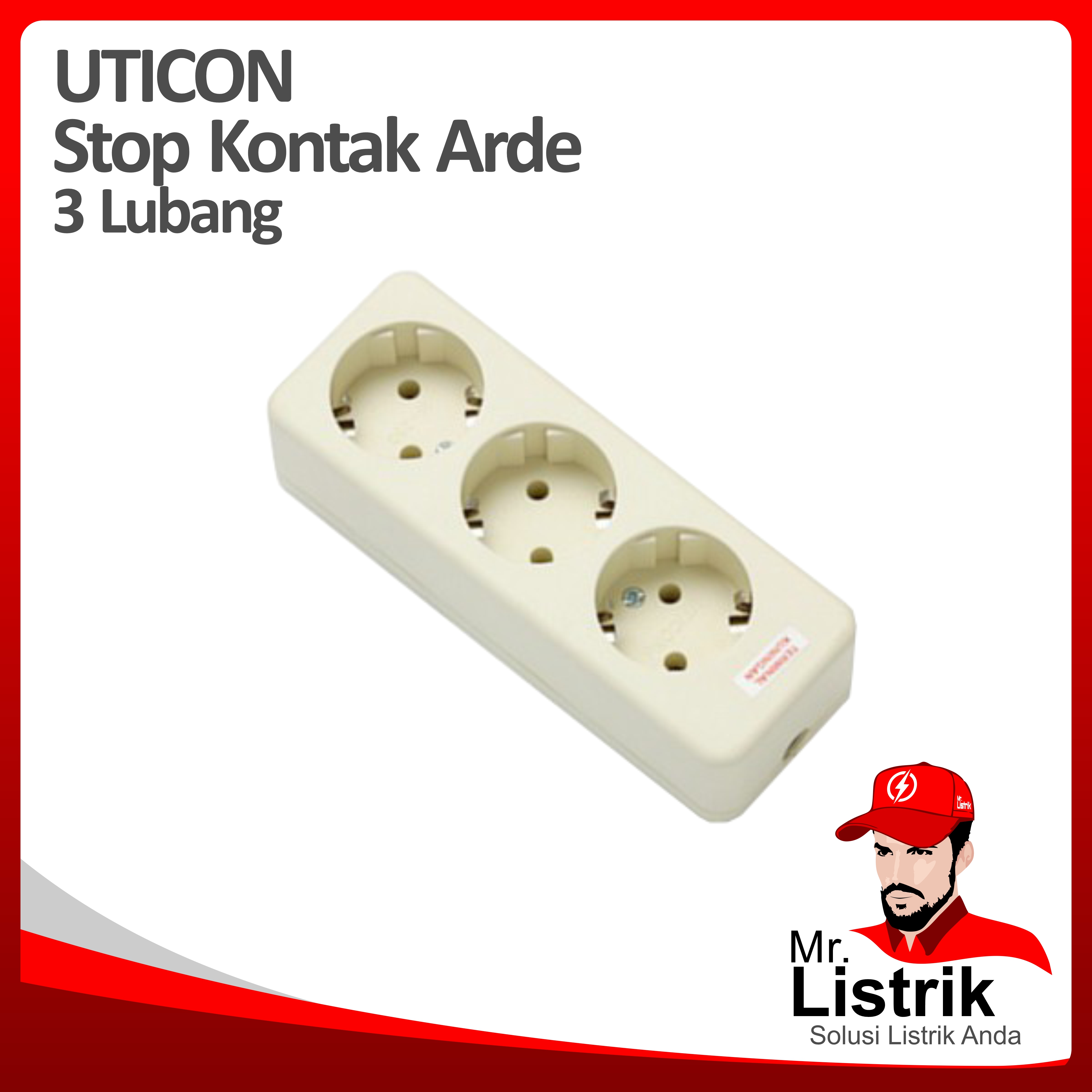 Stop Kontak 3 Lubang Arde Uticon 