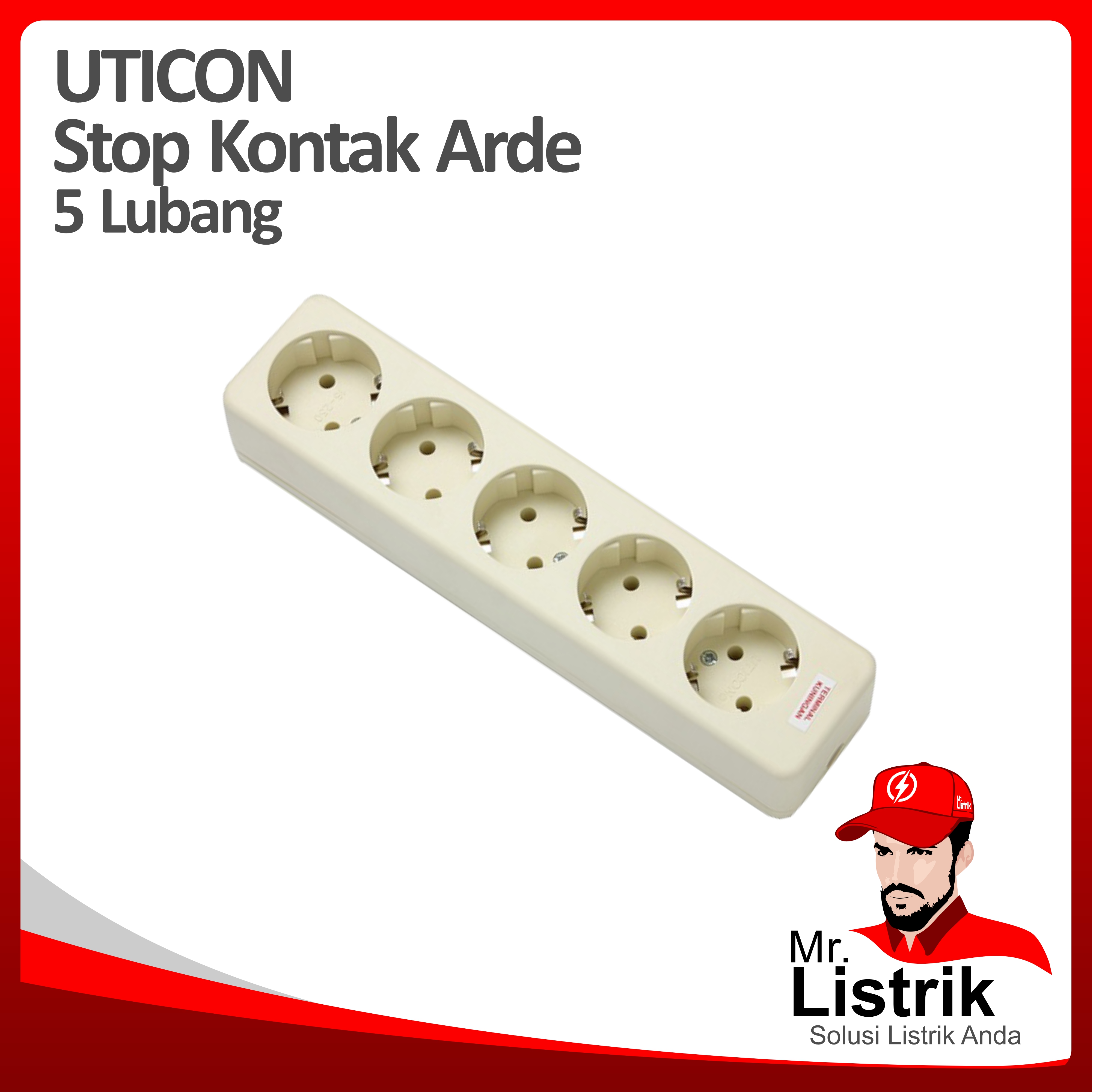 Stop Kontak 5 Lubang Arde Uticon 