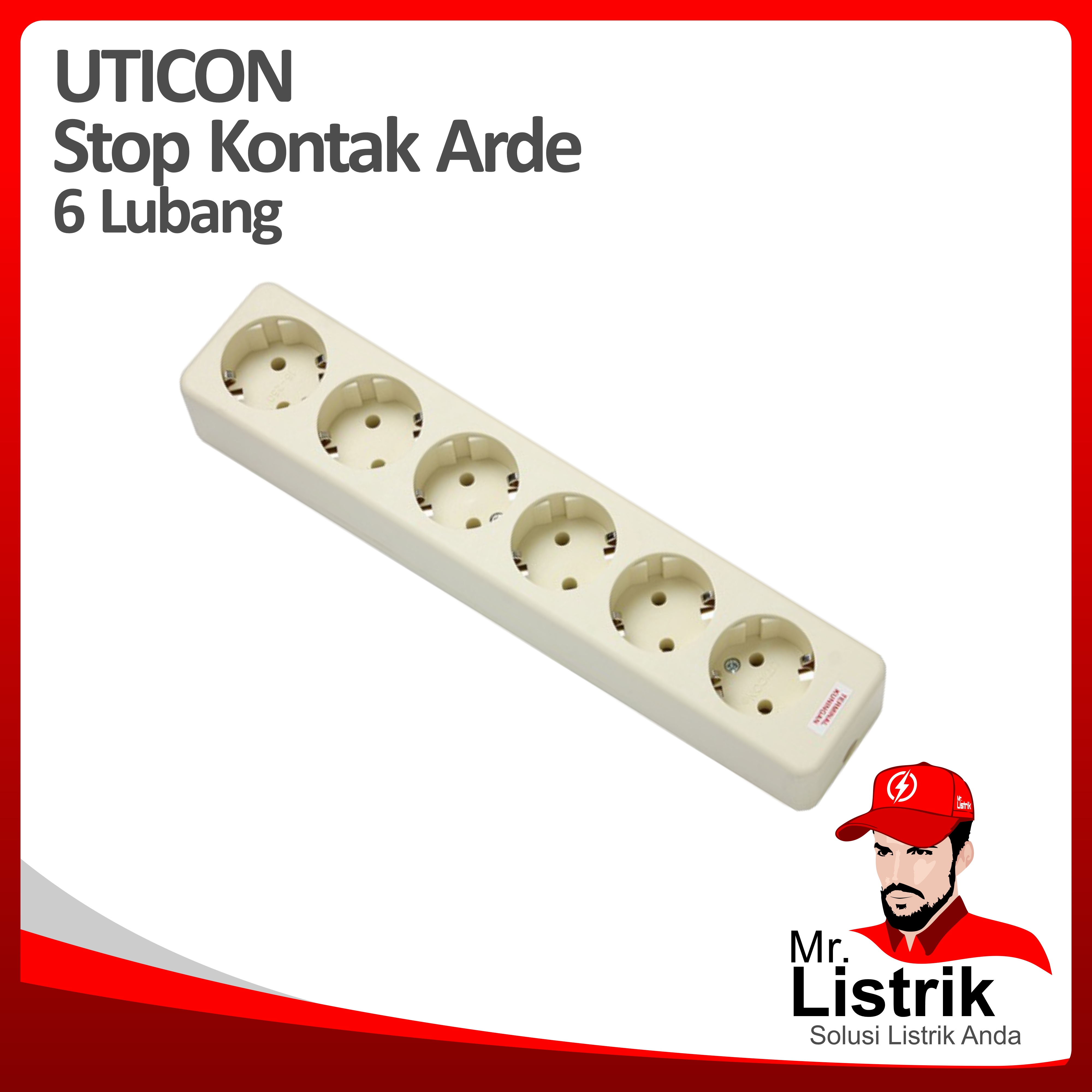 Stop Kontak 6 Lubang Arde Uticon 