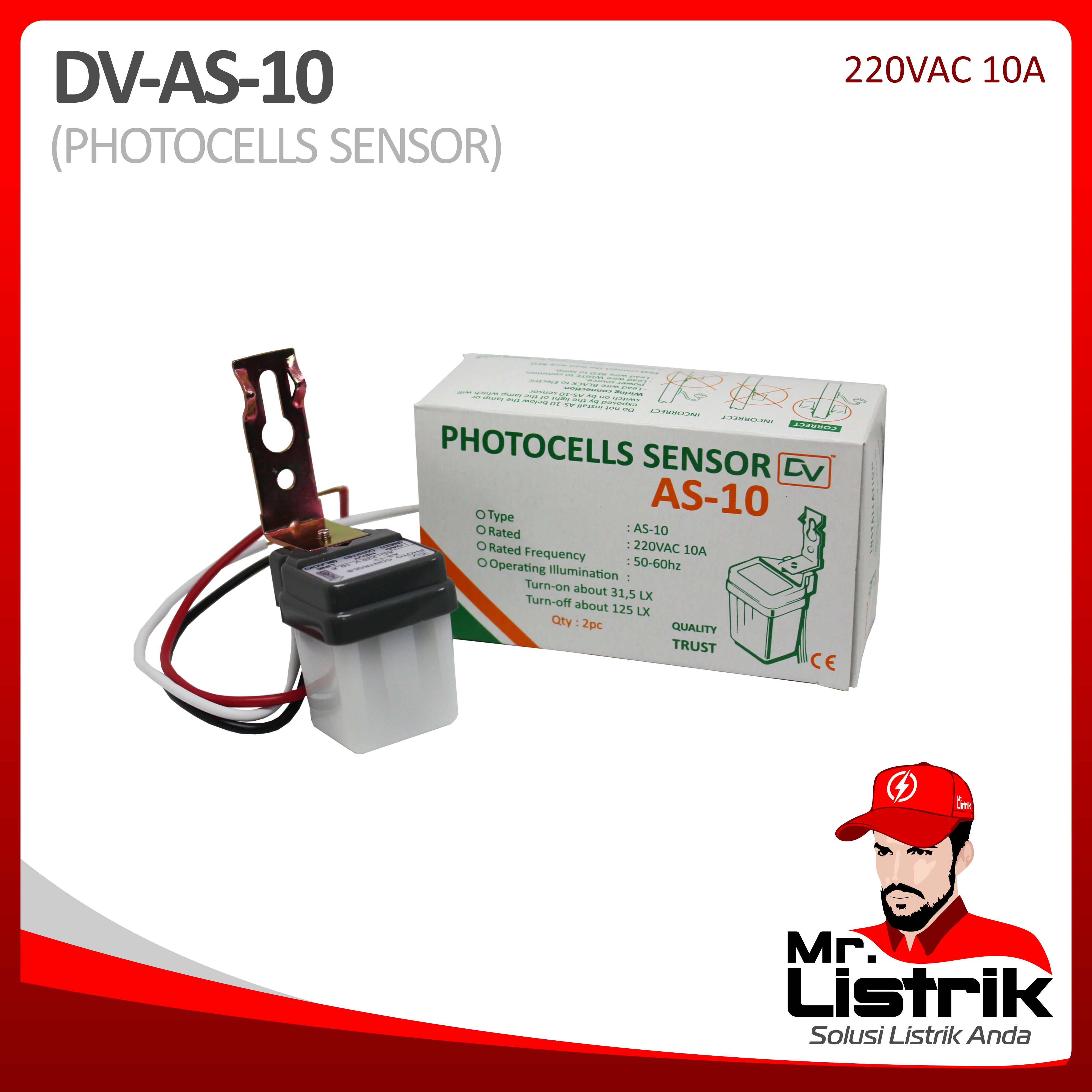 Photo Sensor 10A 220VAC DV AS-10