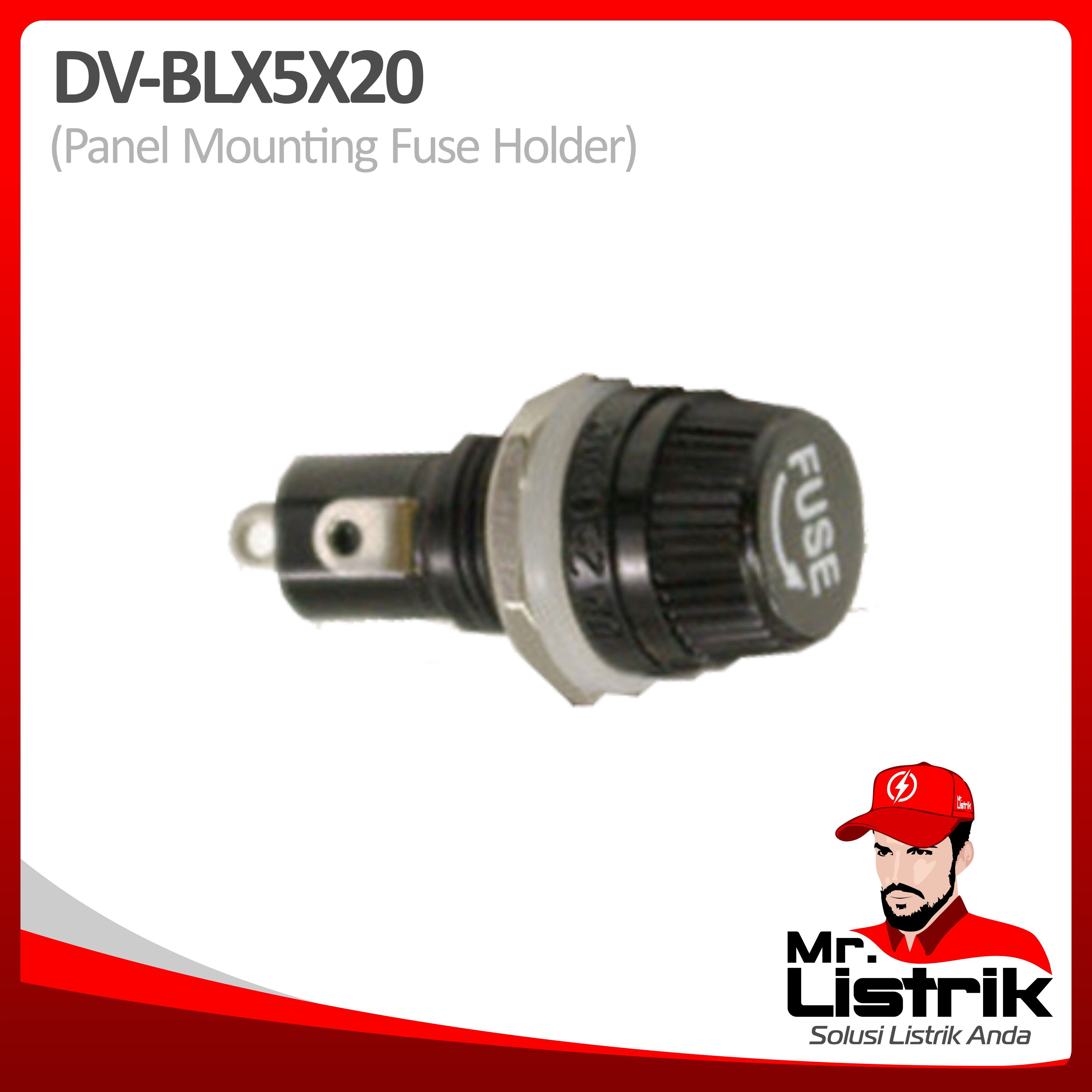 Panel Mounting Fuse Holder 5x20mm DV BLX5X20