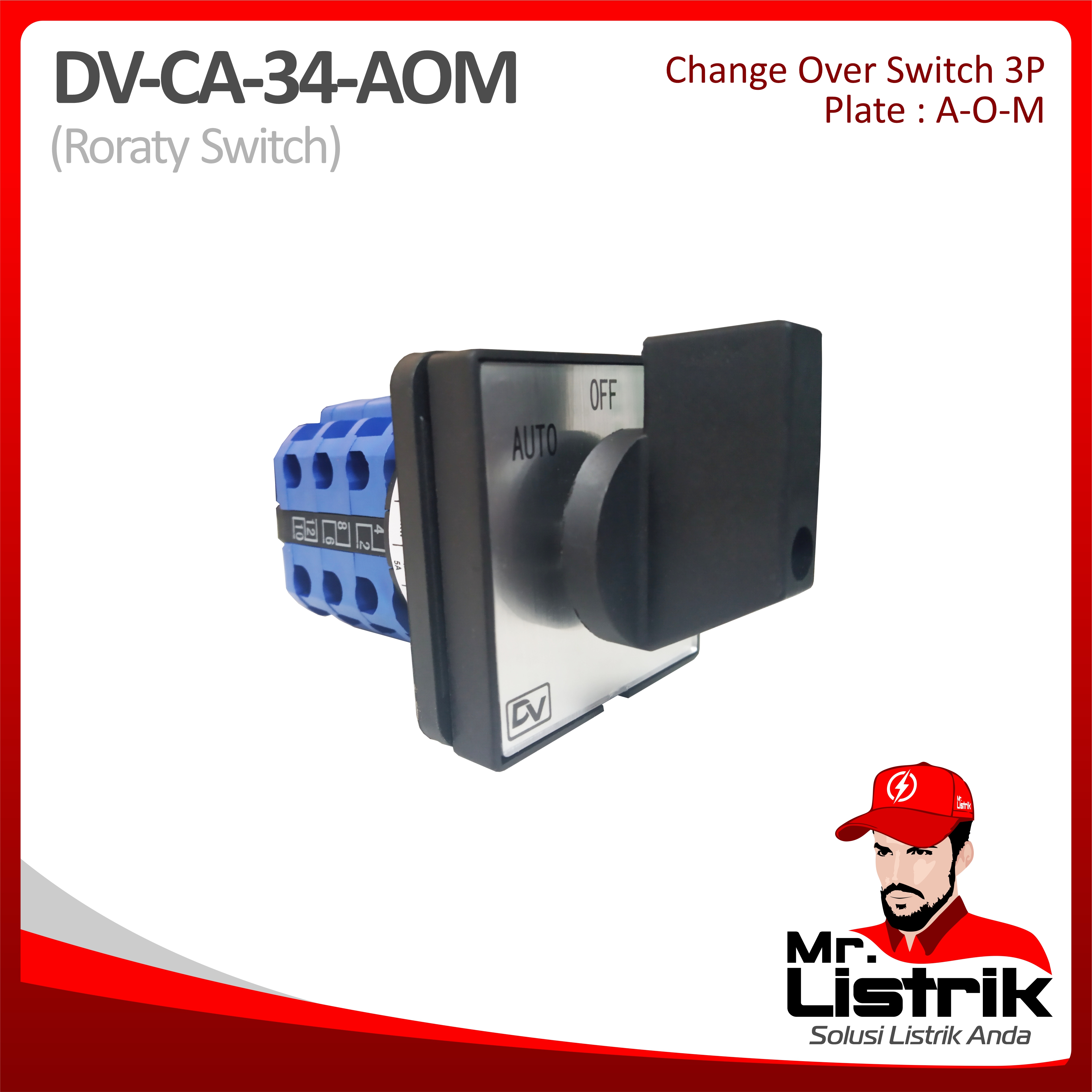 Rotary Switch  A-O-M 3P DV CA-34-AOM