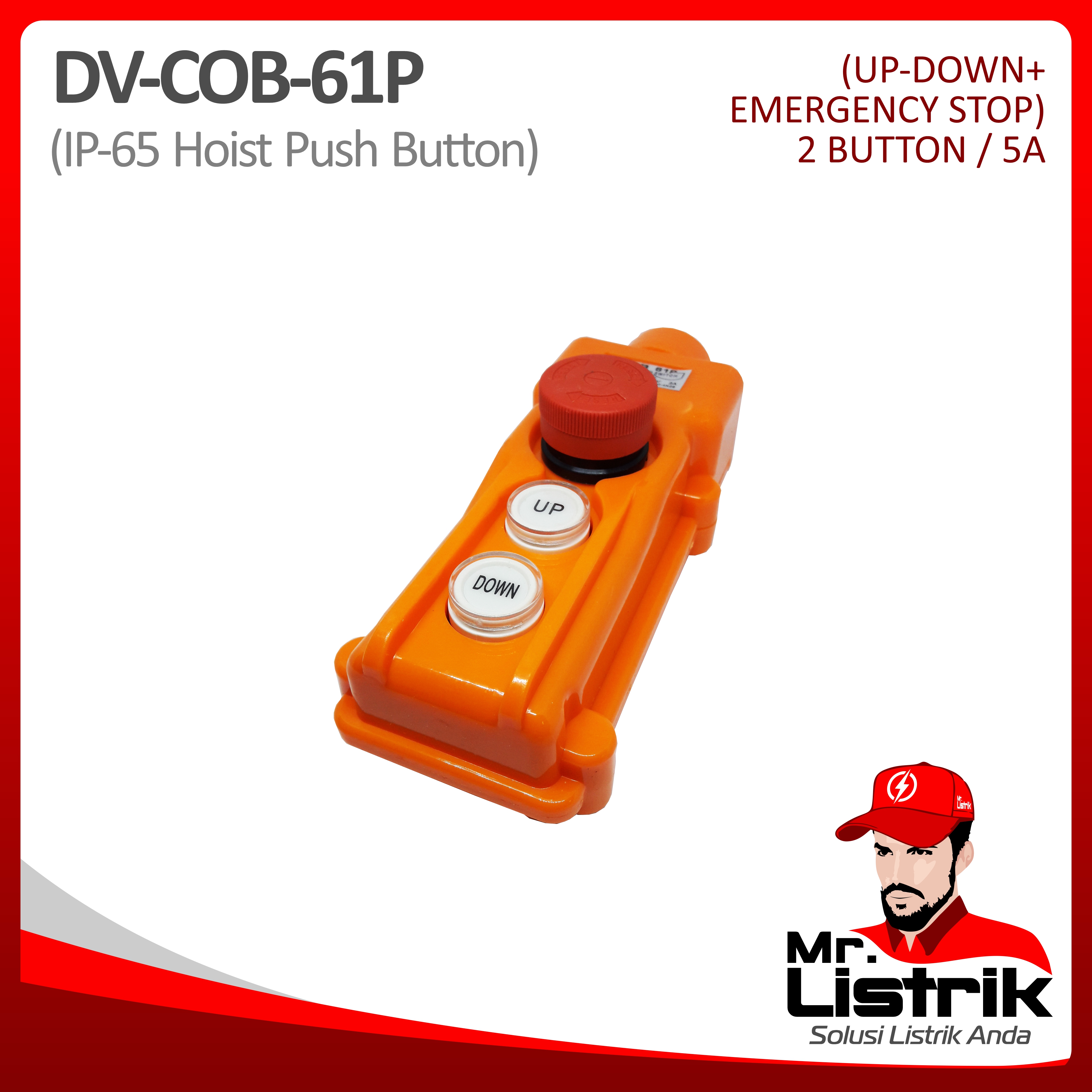Hoist Push Button 2 Button+Emergency Stop DV COB-61P