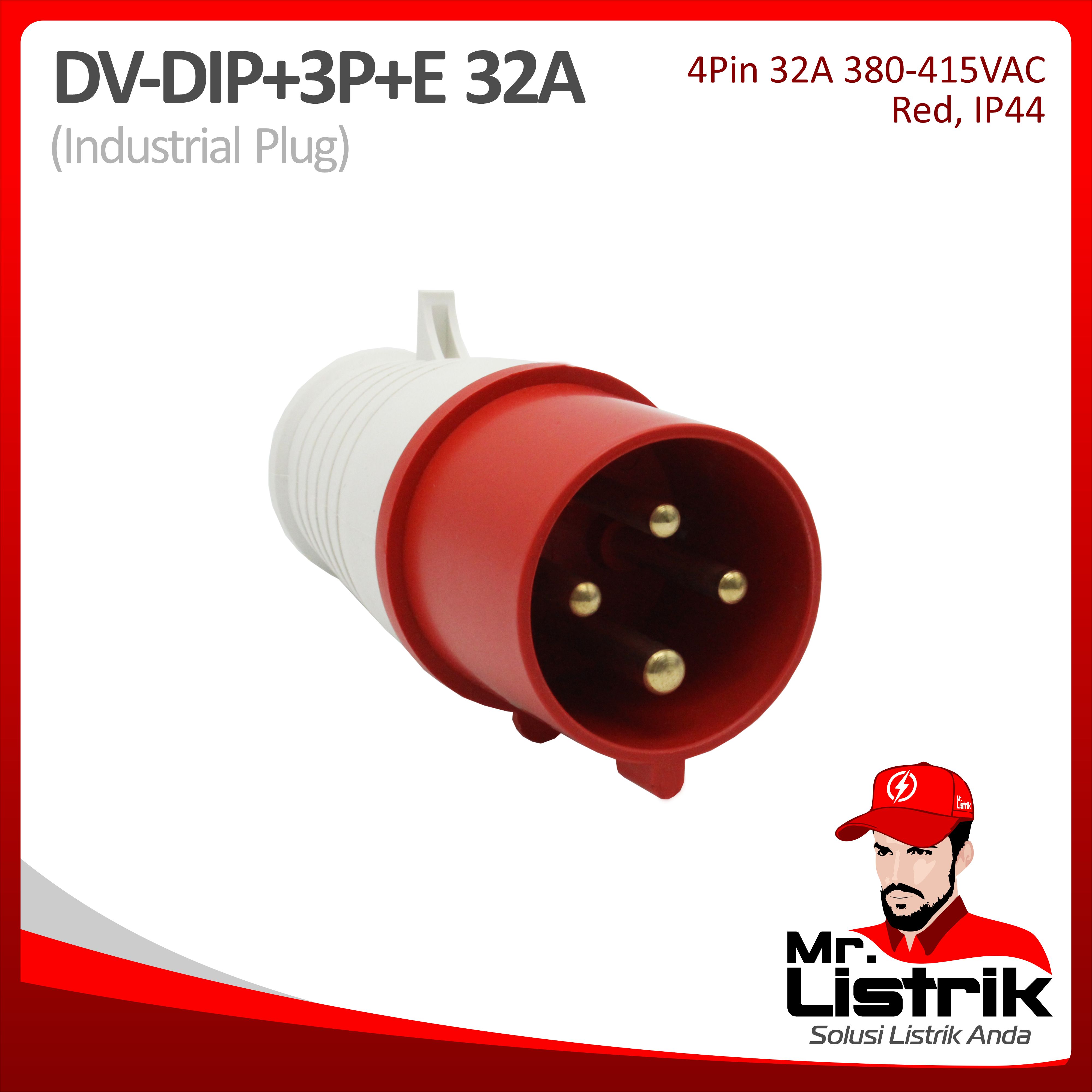 Industrial Plug 4 Pin 32A DV DIP-3P+E-32A