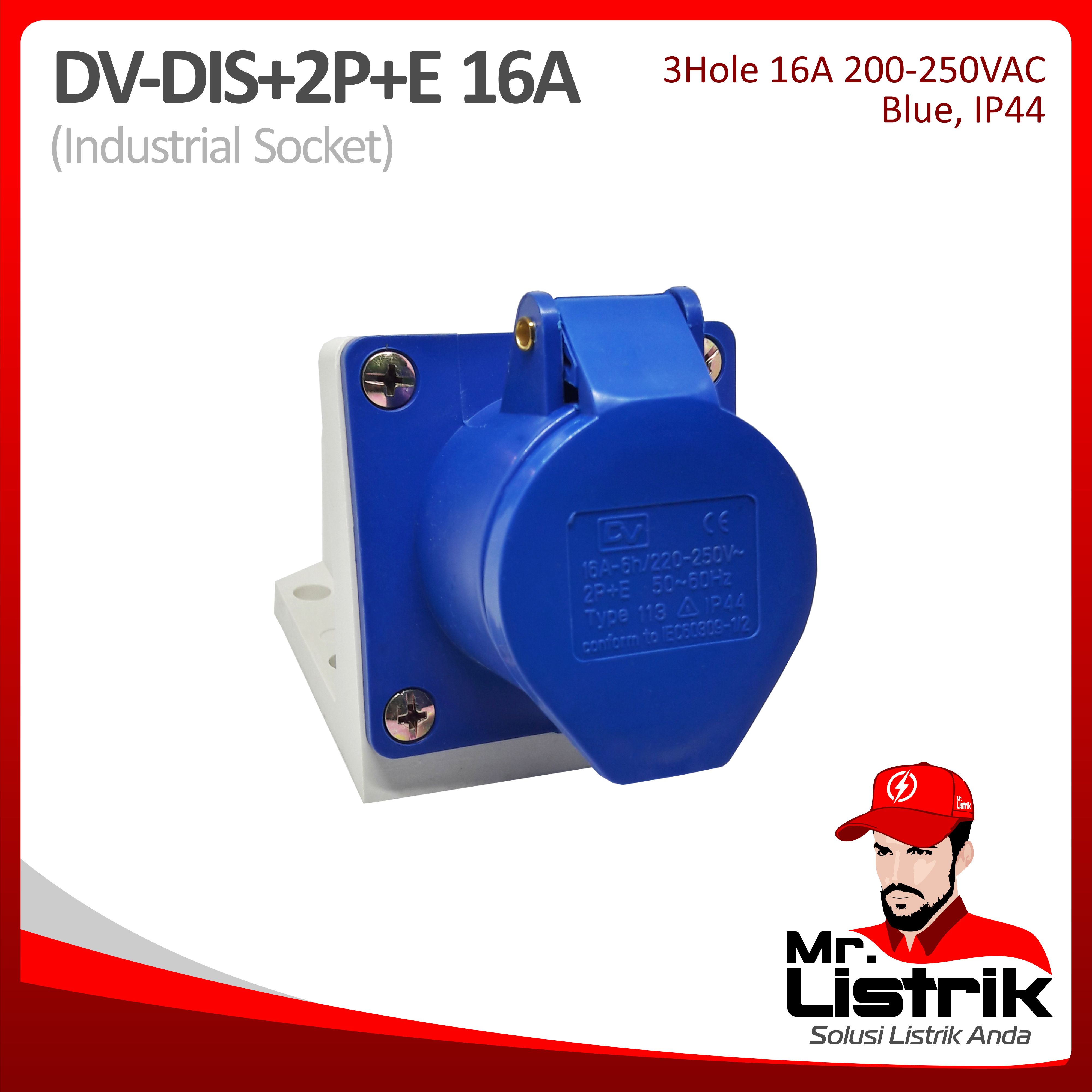 Industrial Socket 3 Pin 16A DV DIS-2P+E-16A
