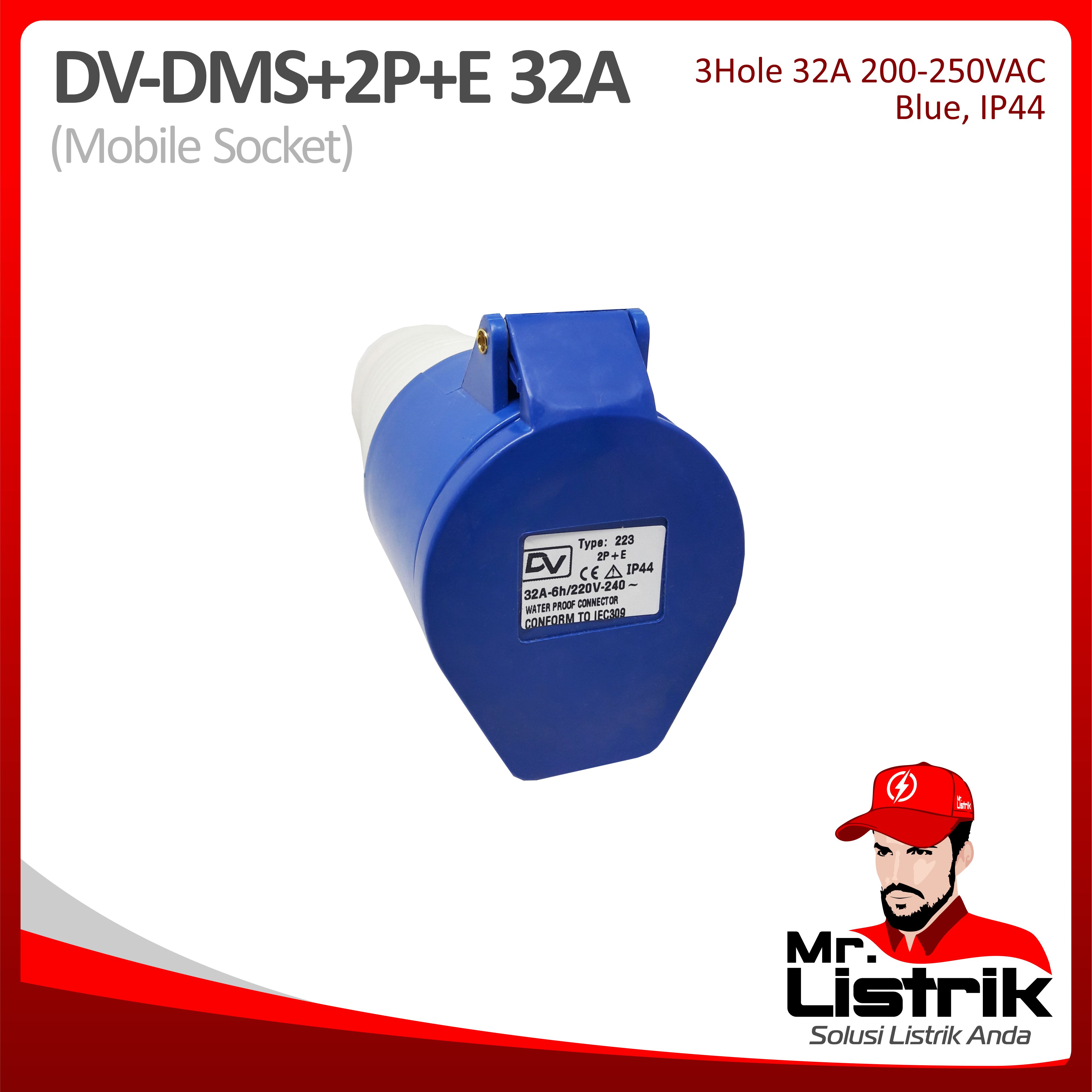 Mobile Socket 3 Pin 32A DV DMS-2P+E-32A