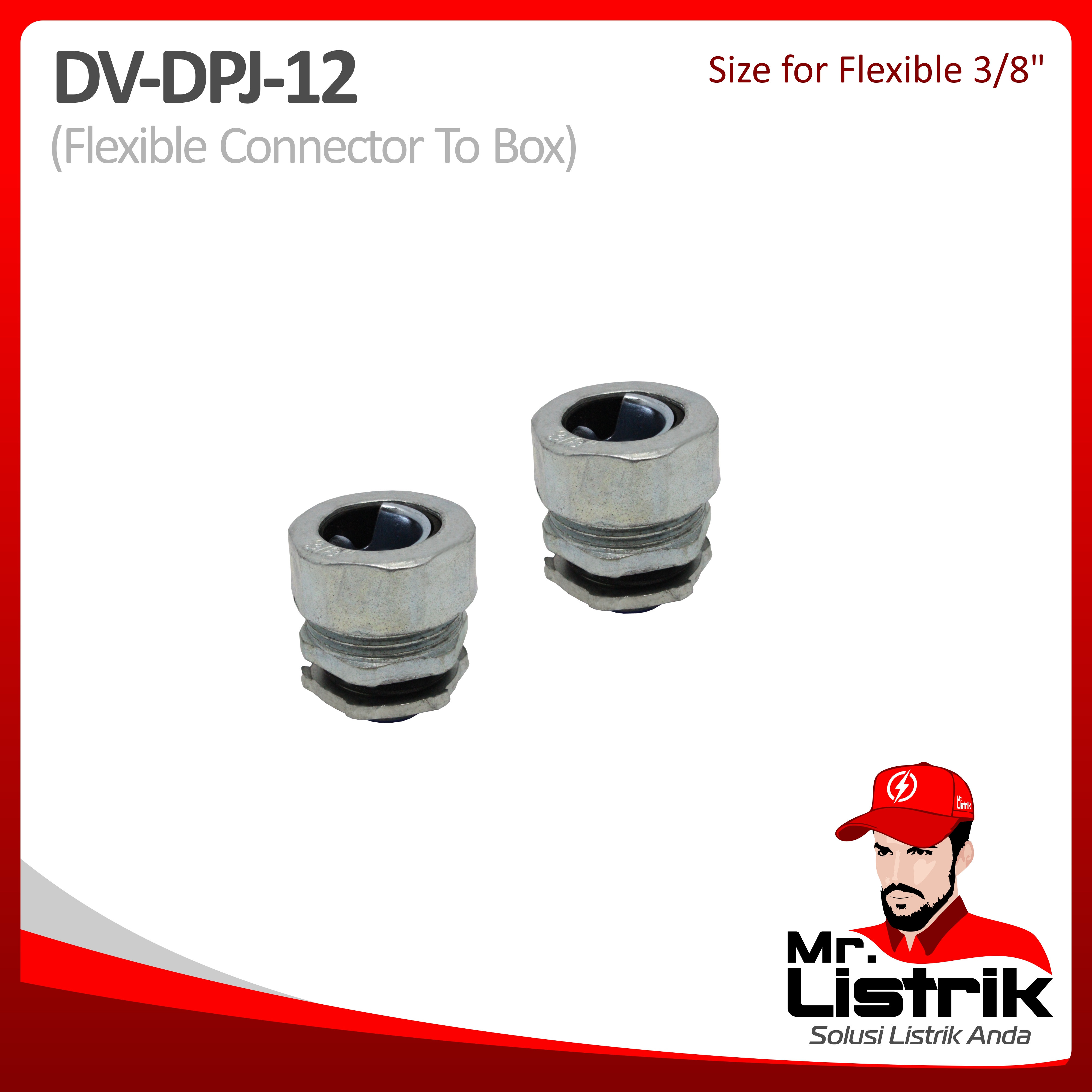 Metal Gland Straight Type Connector 3/8" DV DPJ-12