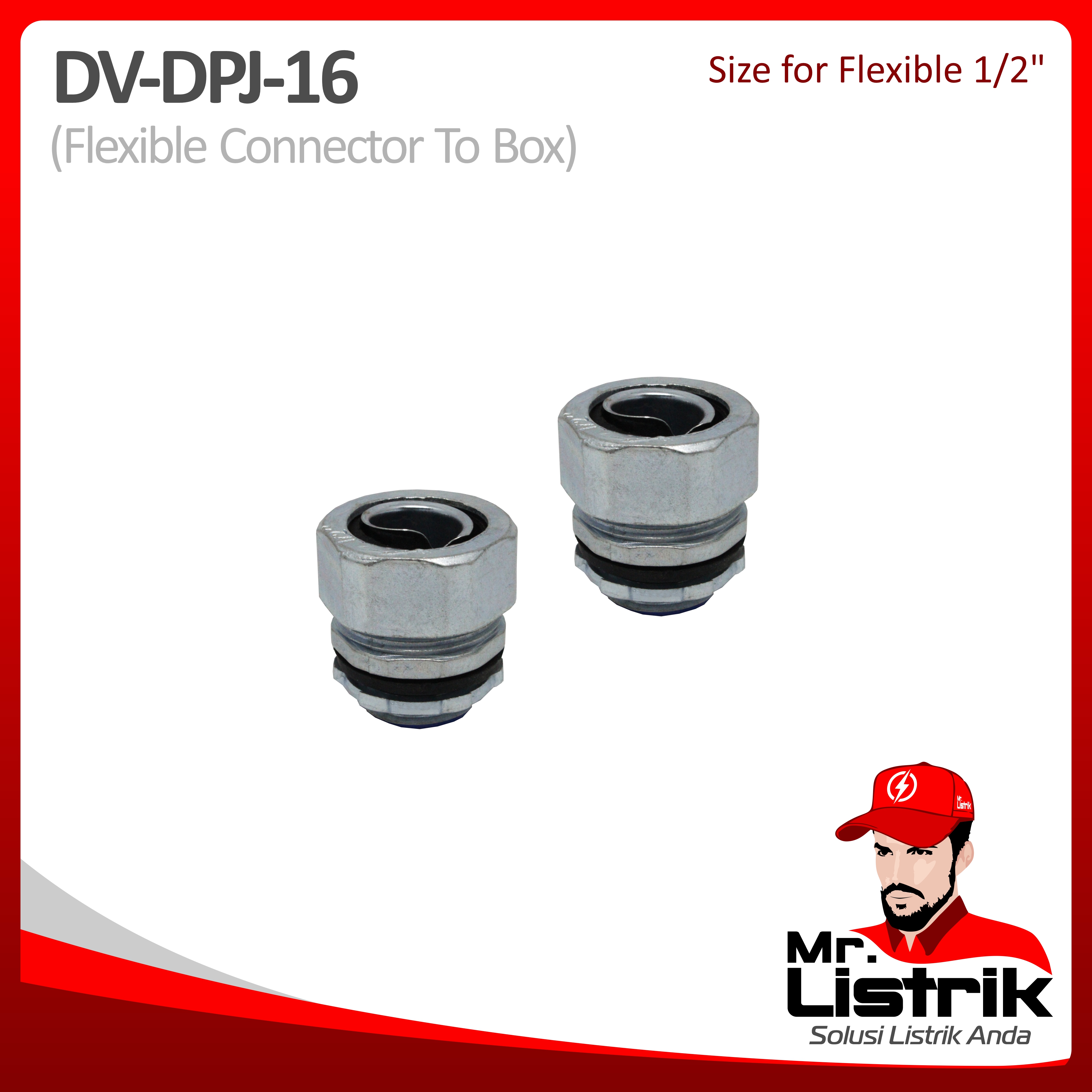 Metal Gland Straight Type Connector 1/2" DV DPJ-16