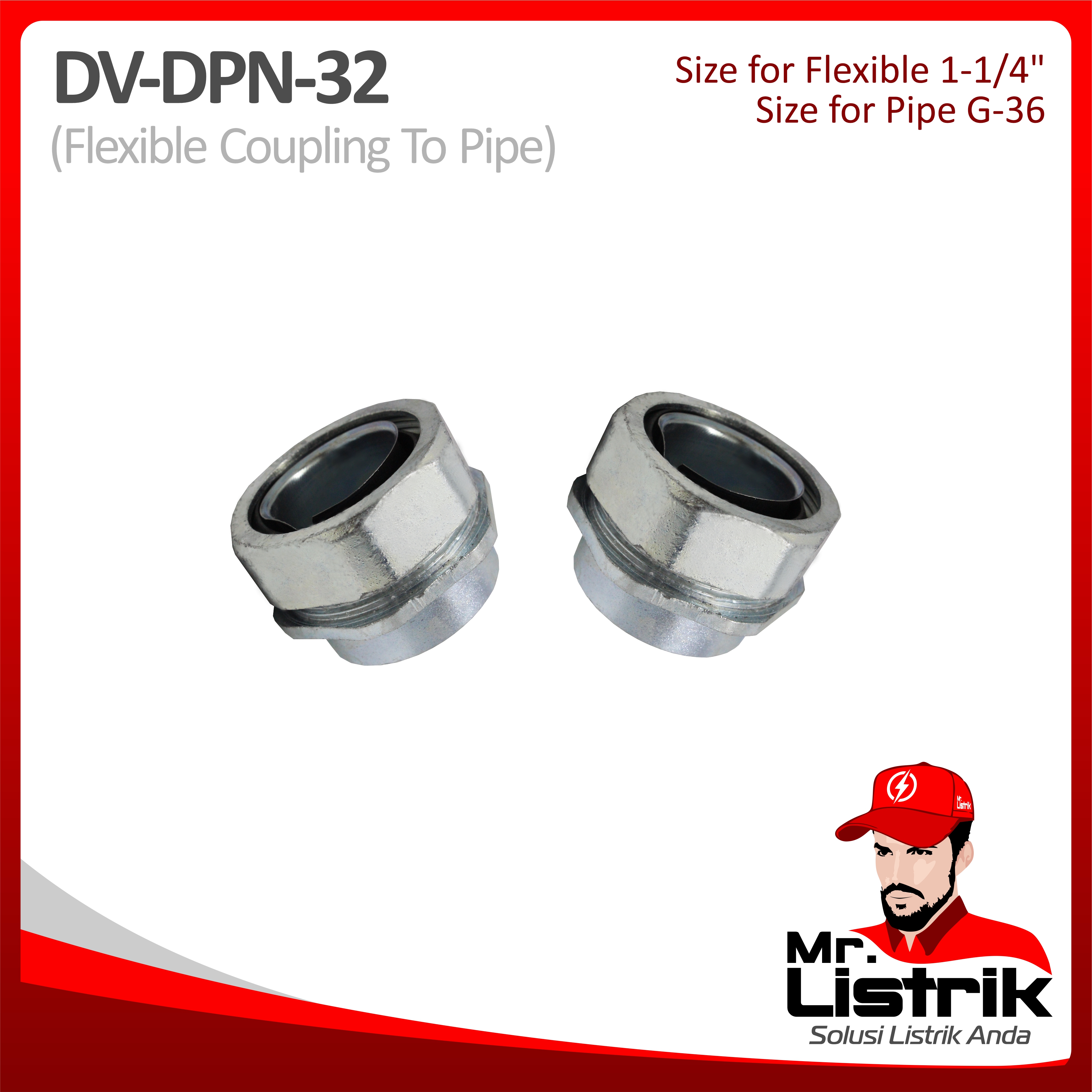 Metal Gland Straight Type Coupling 1-1/4" DPN-32