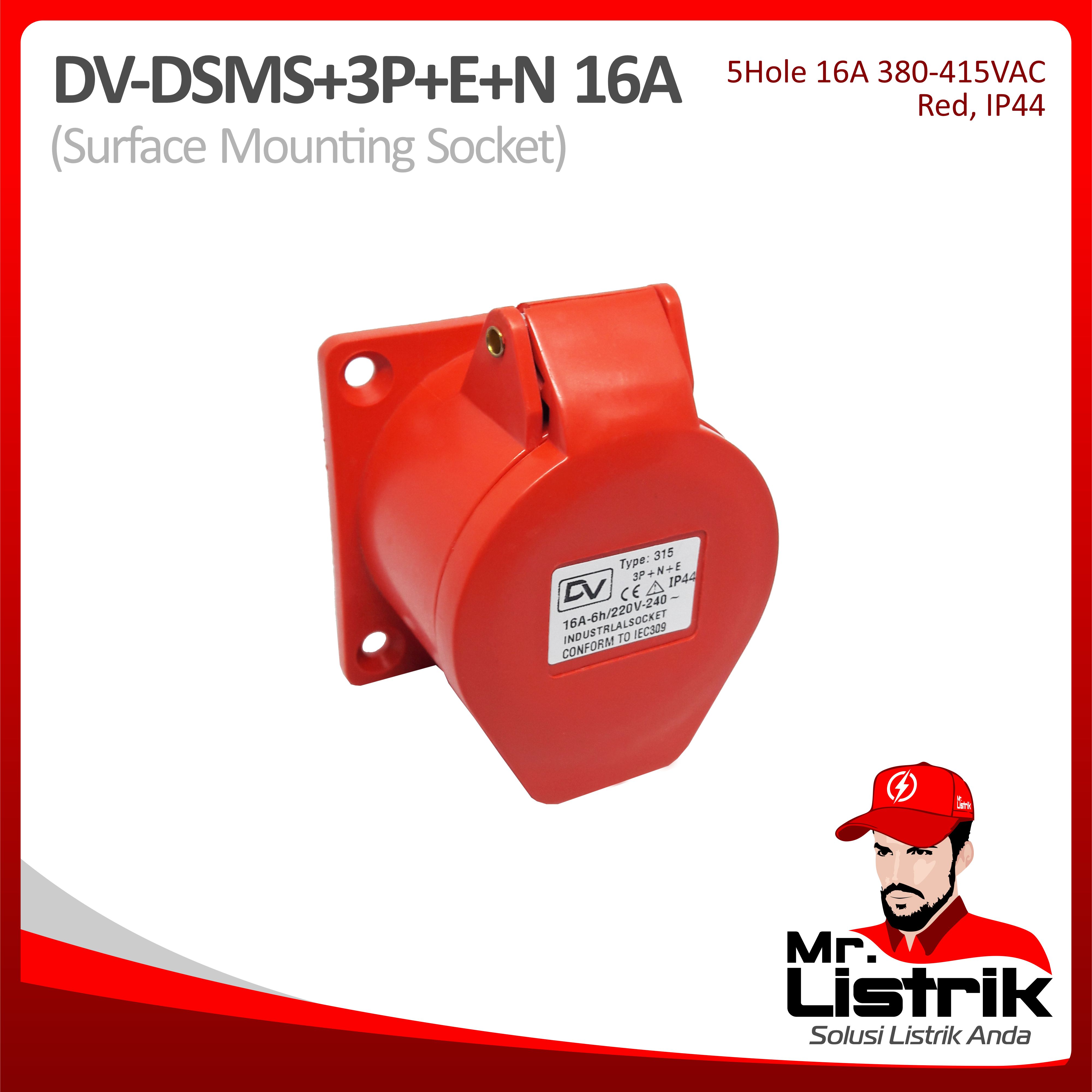 Surface Mounting Socket 5 Pin 16A DV DSMS-3P+E+N-16A