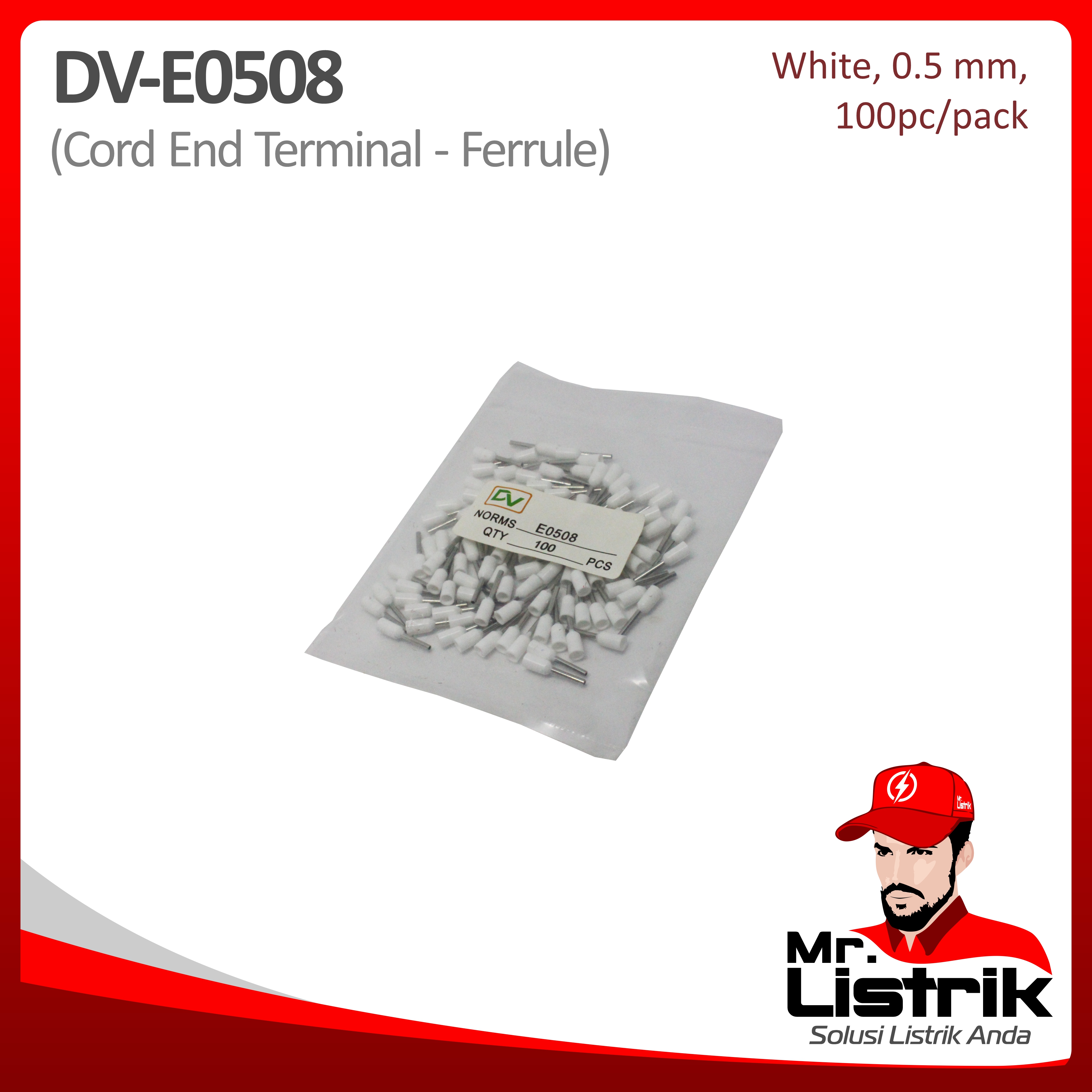 Skun Ferrules 0.5mm White DV E0508
