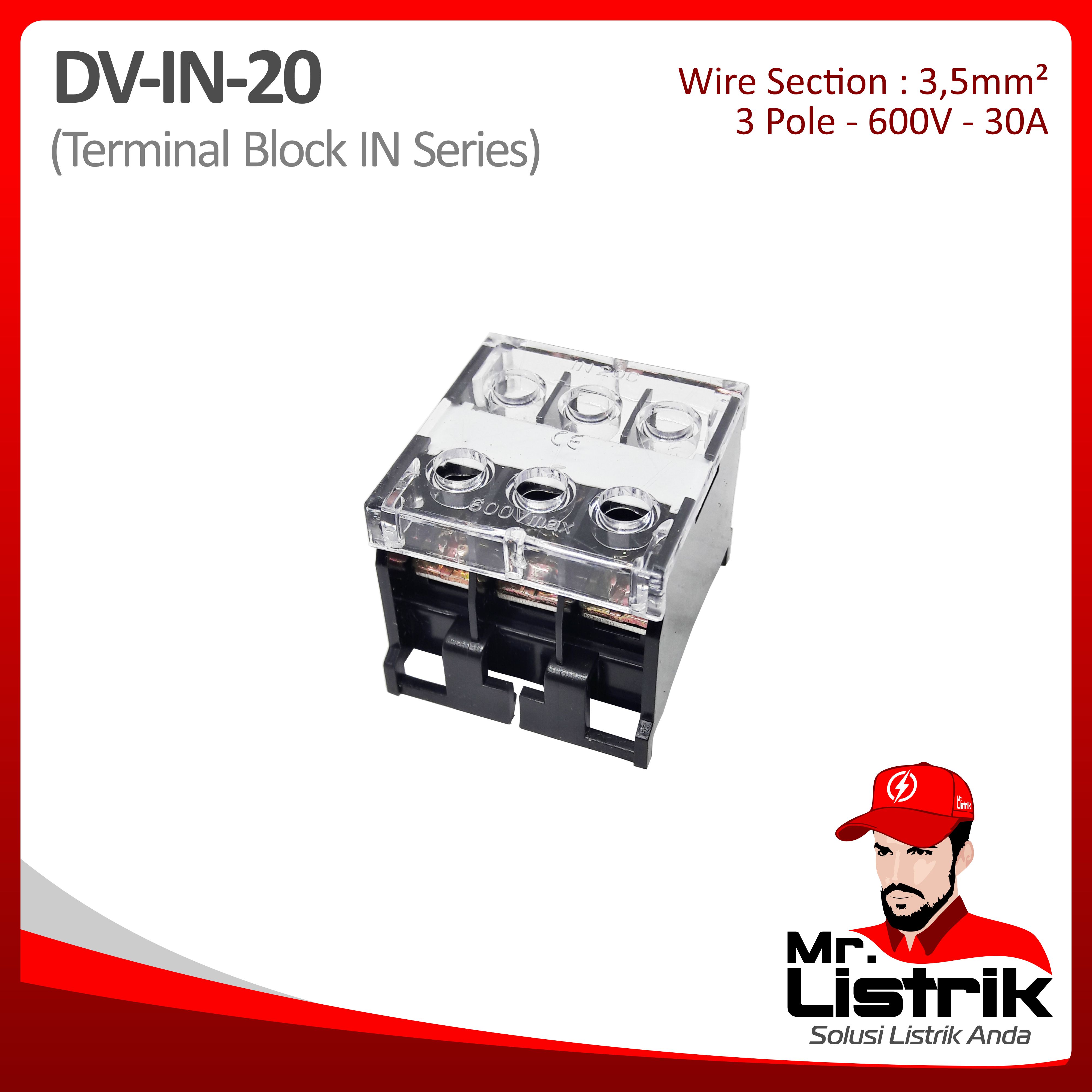 Terminal Block IN Series 3P 30A DV IN-20