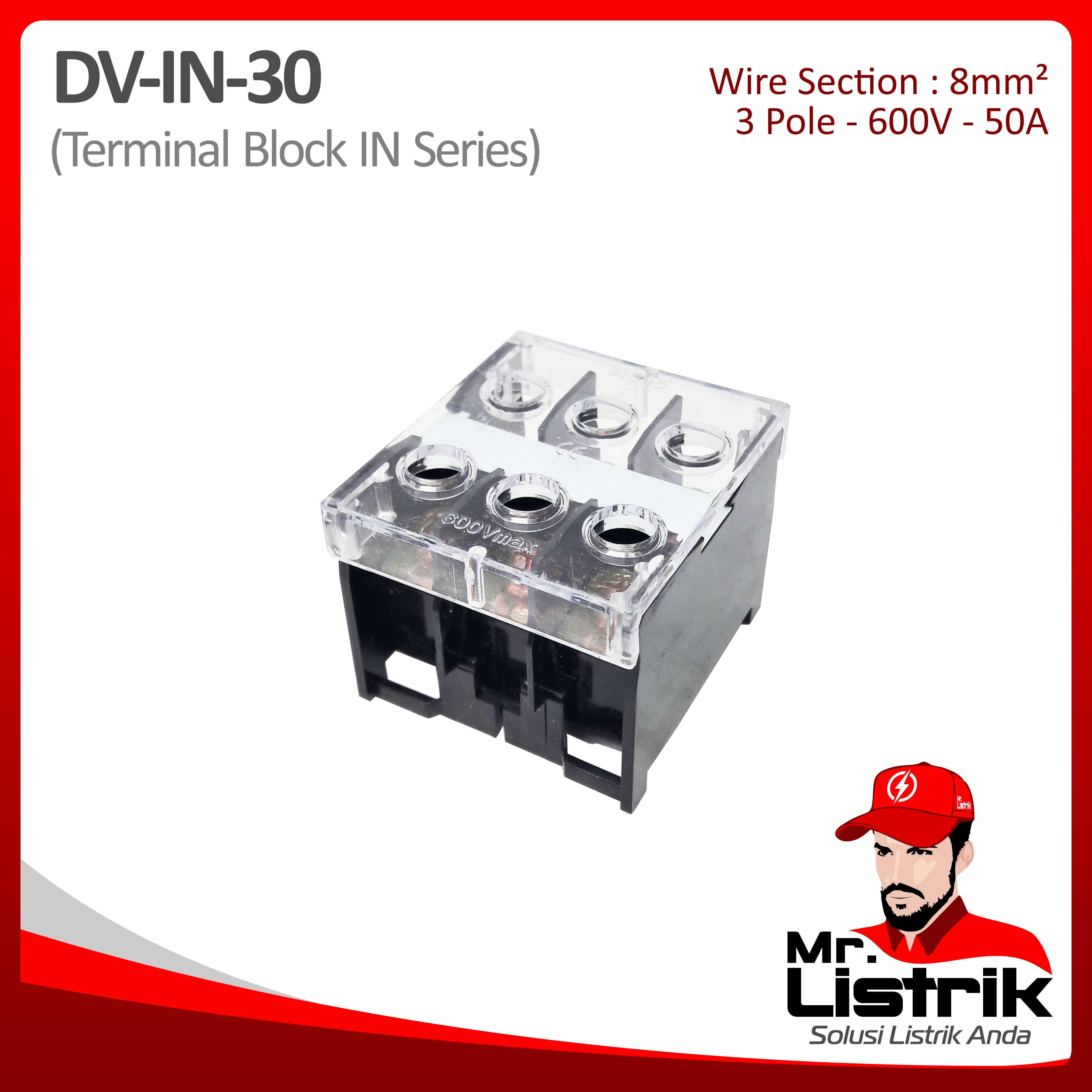 Terminal Block IN Series 3P 50A DV IN-30