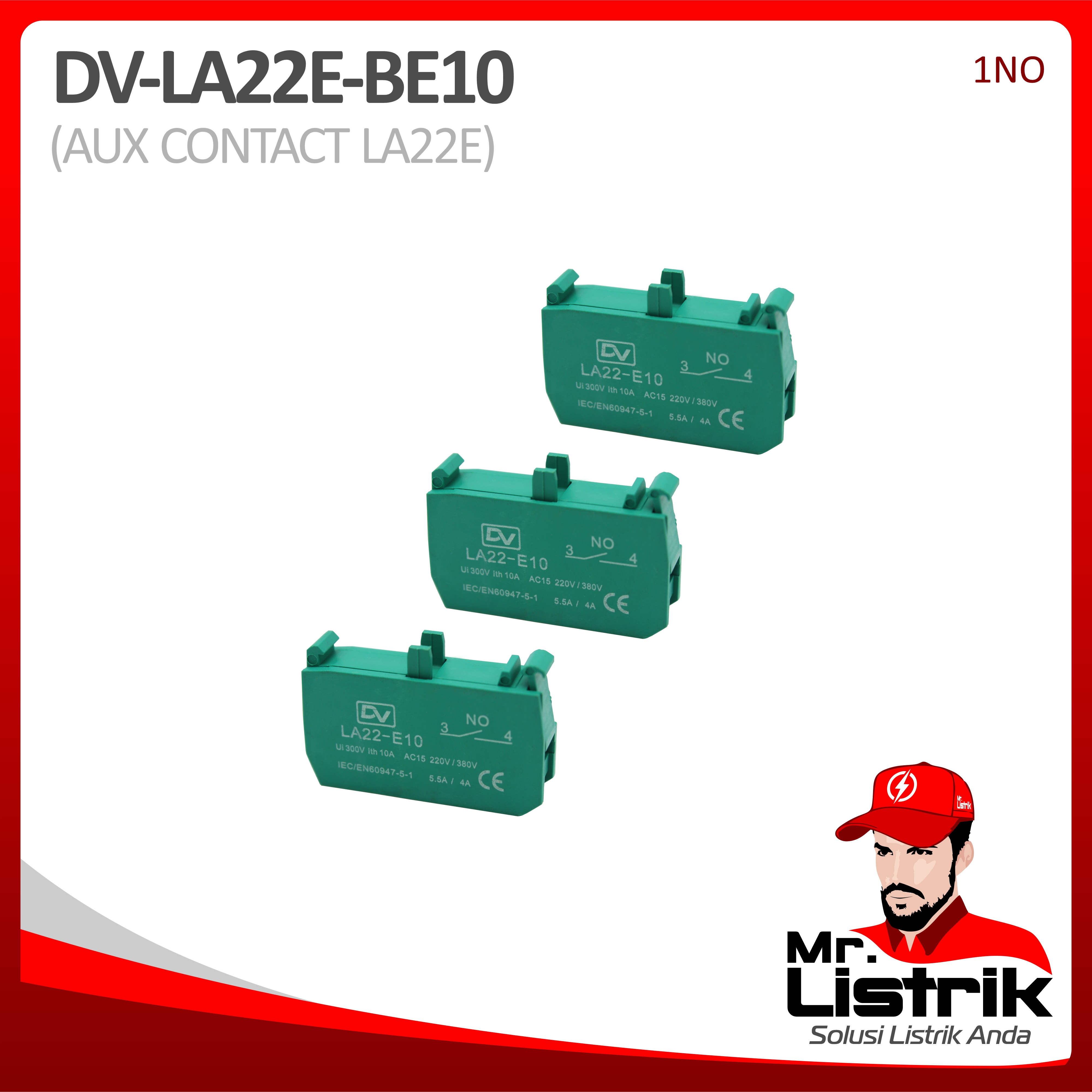 Aux Contact For LA22E 1NO LA22E-BE10