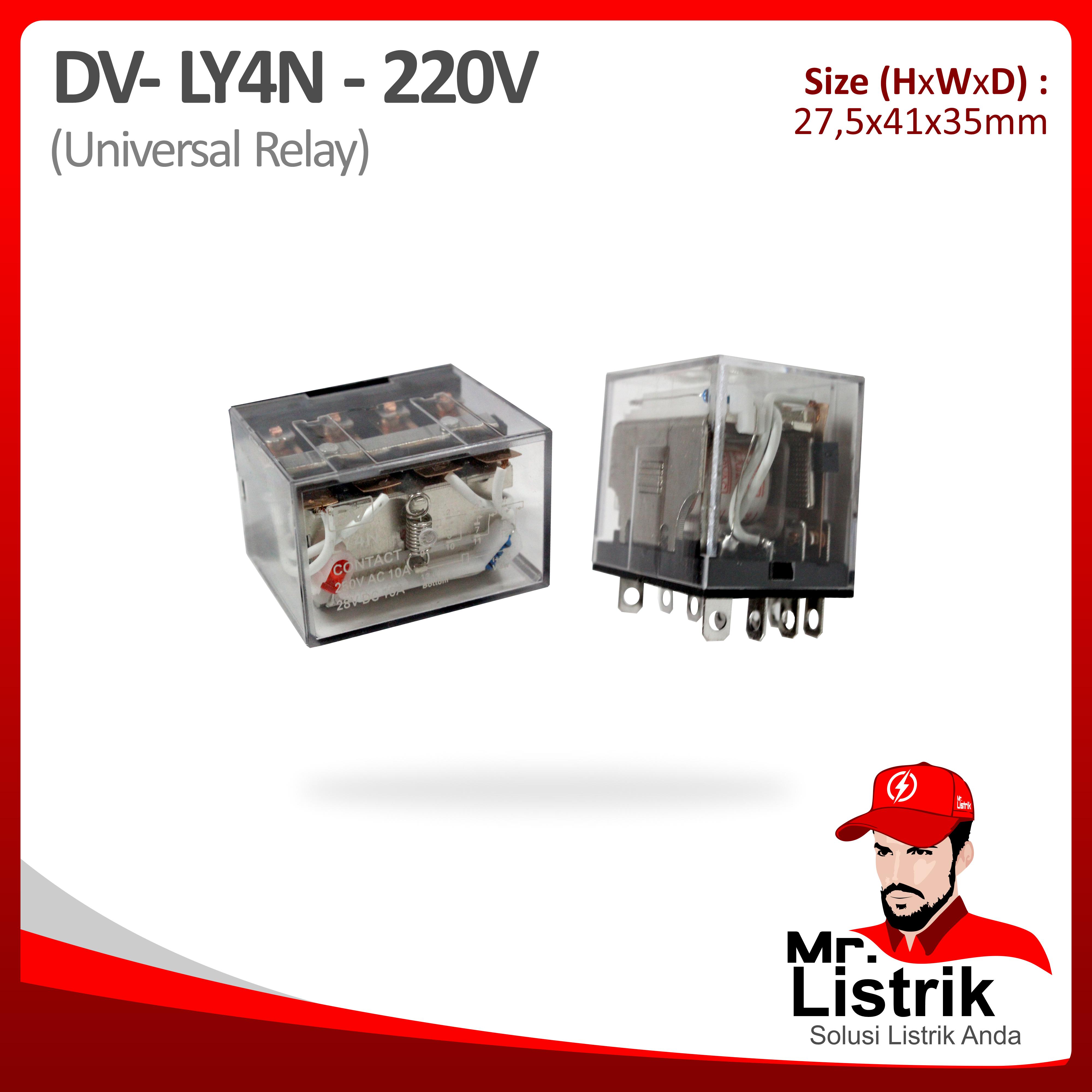 Relay 14 Pin 4 Pole 220VAC DV LY4N-220