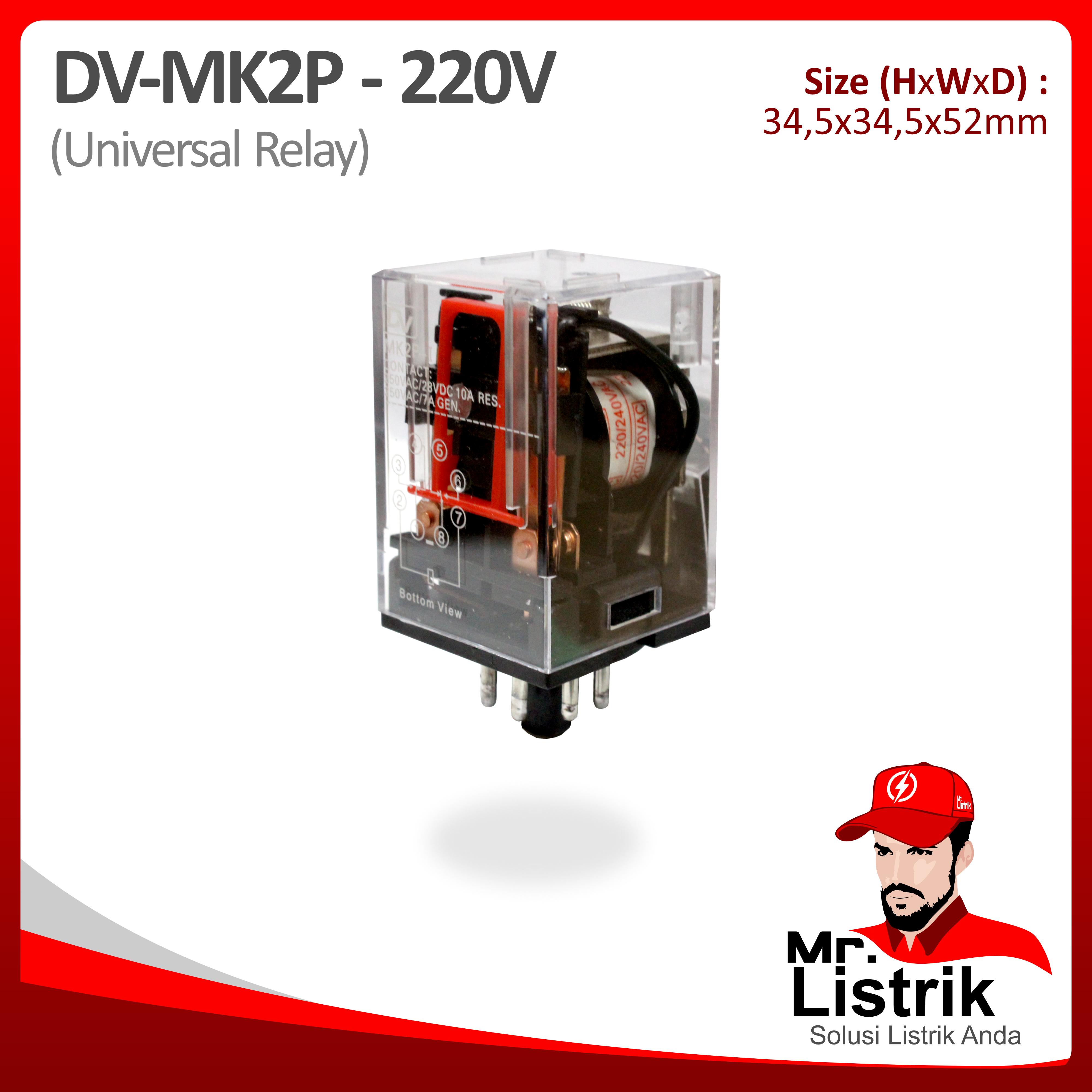 Relay 8 Pin 2 Pole 220VAC DV MK2P-220