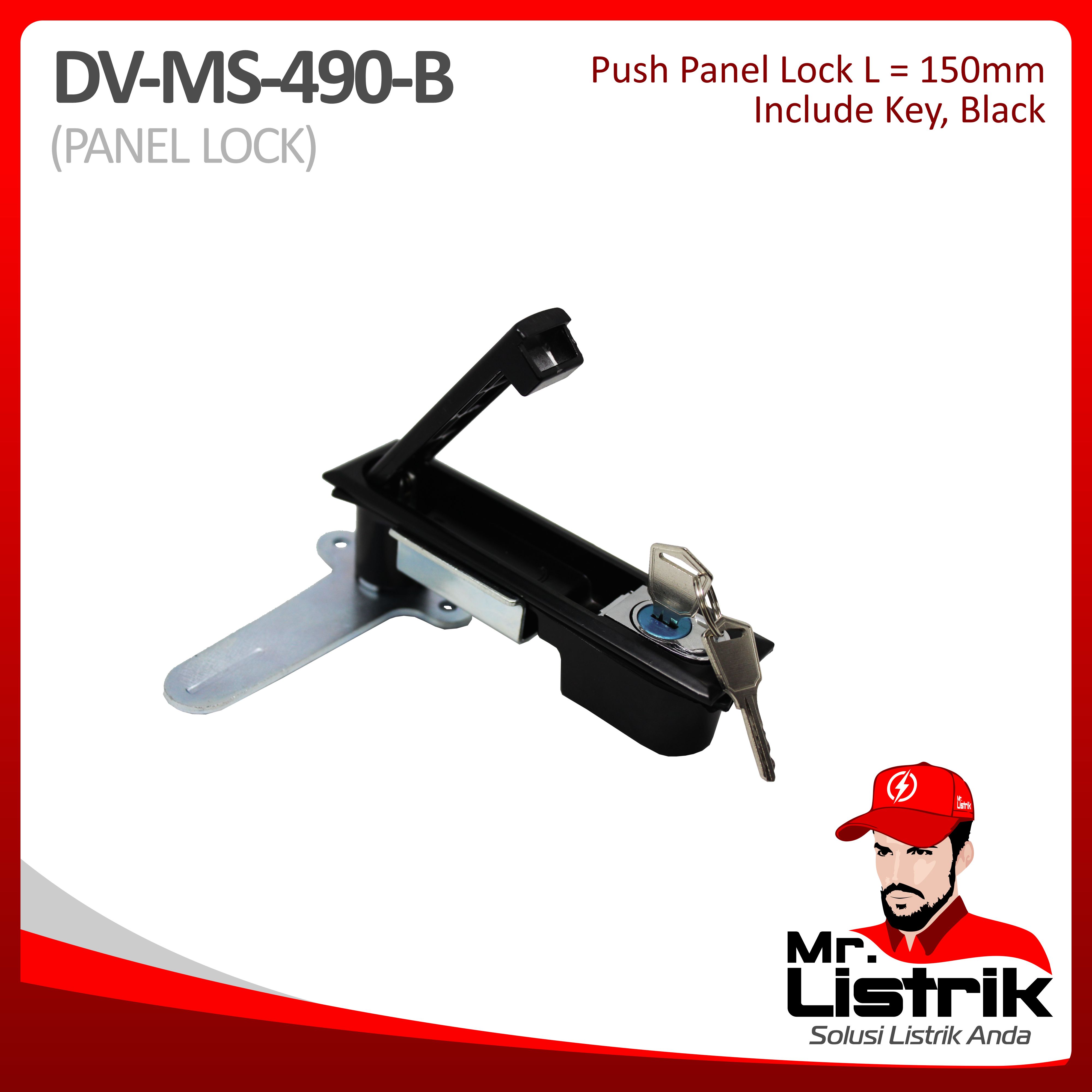 Push Panel Lock 150mm With Key Black DV MS-490-B