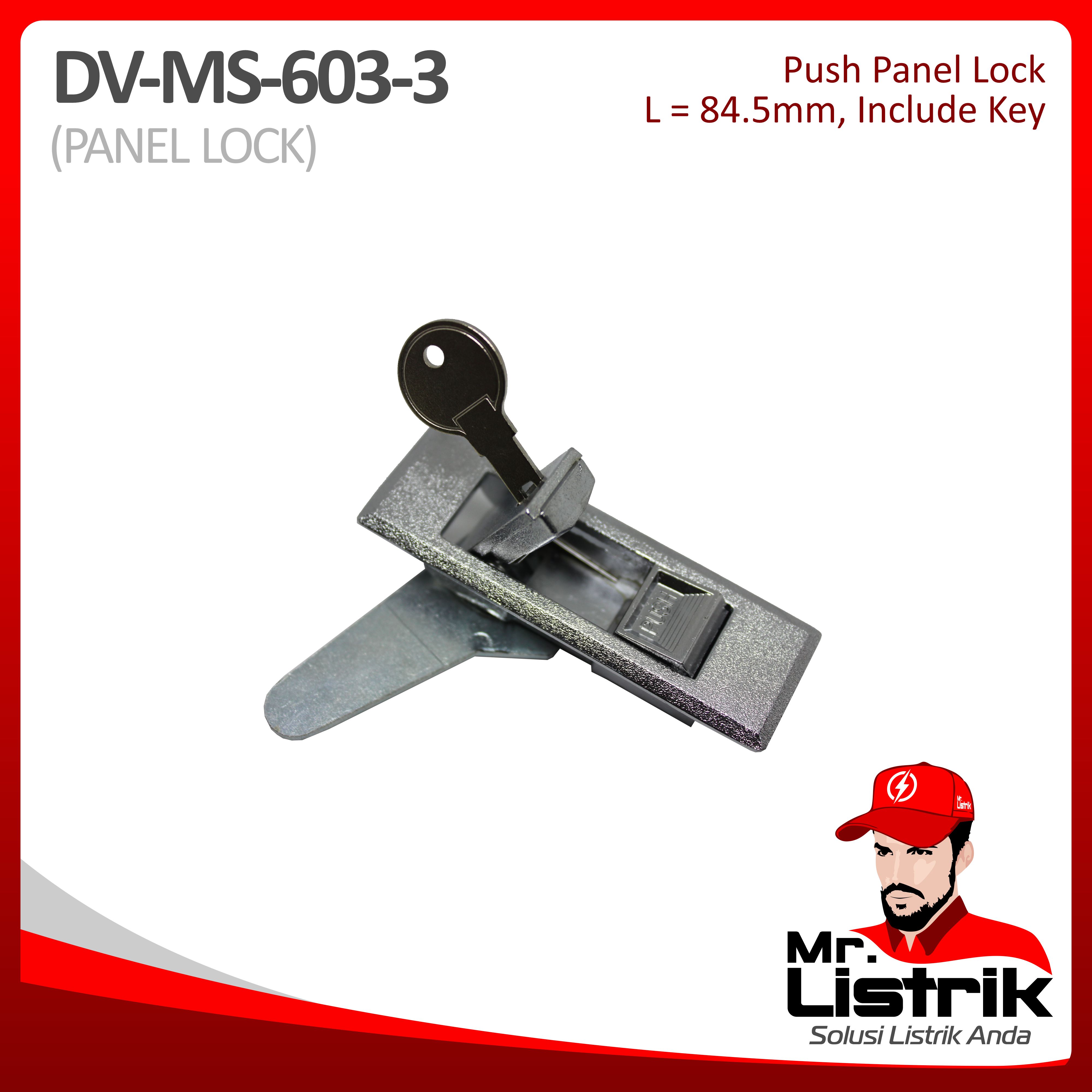 Push Panel Lock 84.5mm With Key Sand Blast Chrome DV MS-603-3