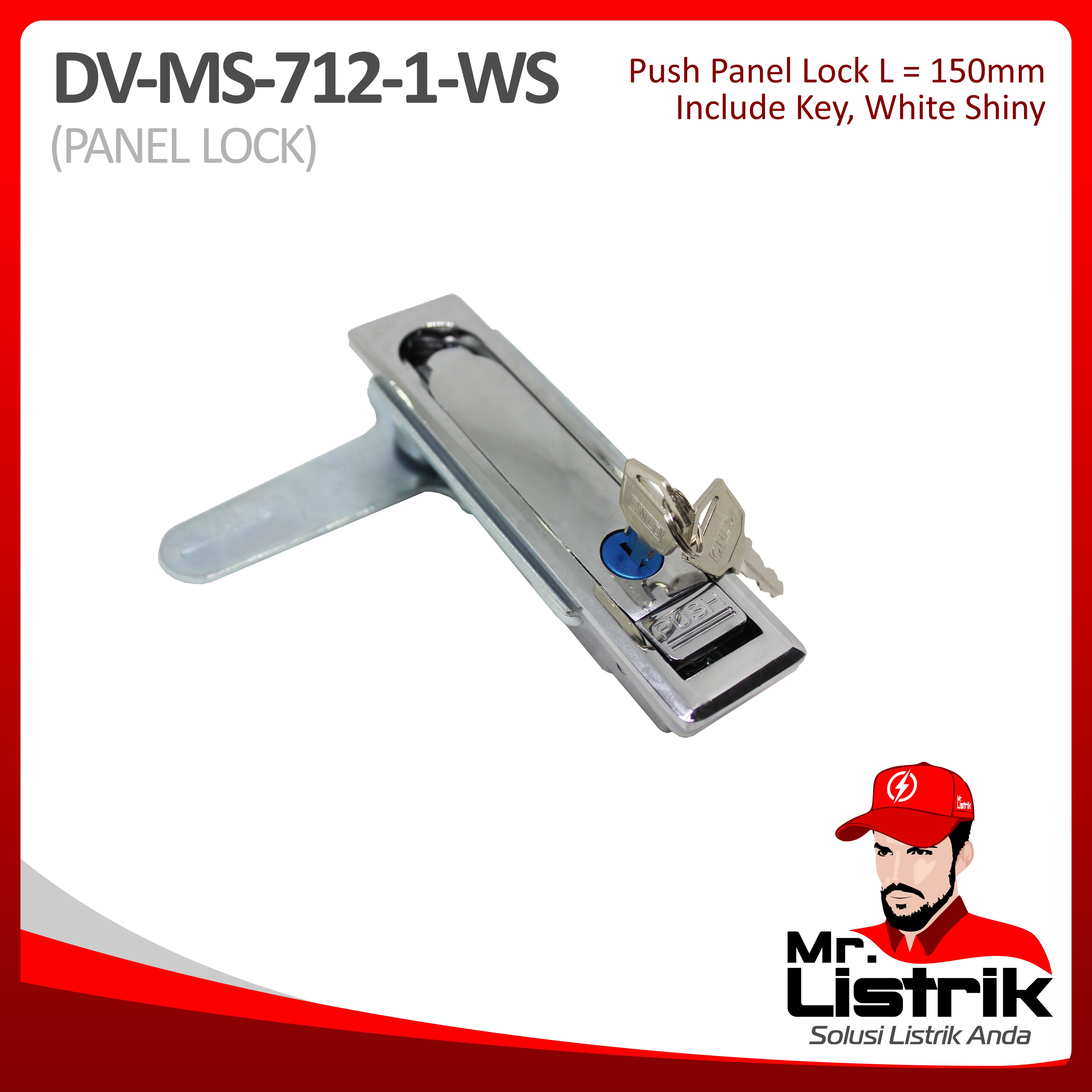 Push Panel Lock 150mm With Key White Shiny DV MS-712-I-WS