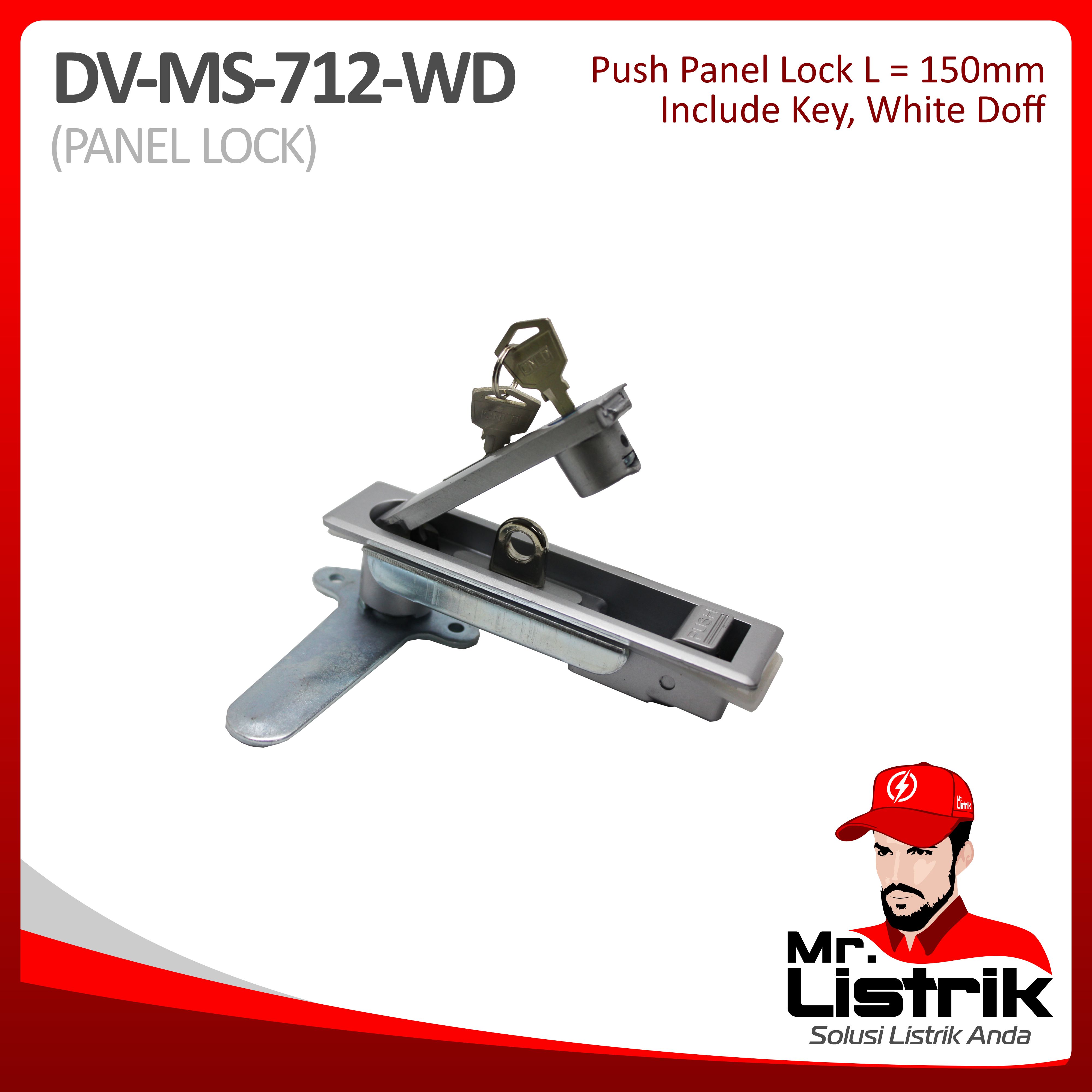 Push Panel Lock 150mm With Key White Doff DV MS-712-WD