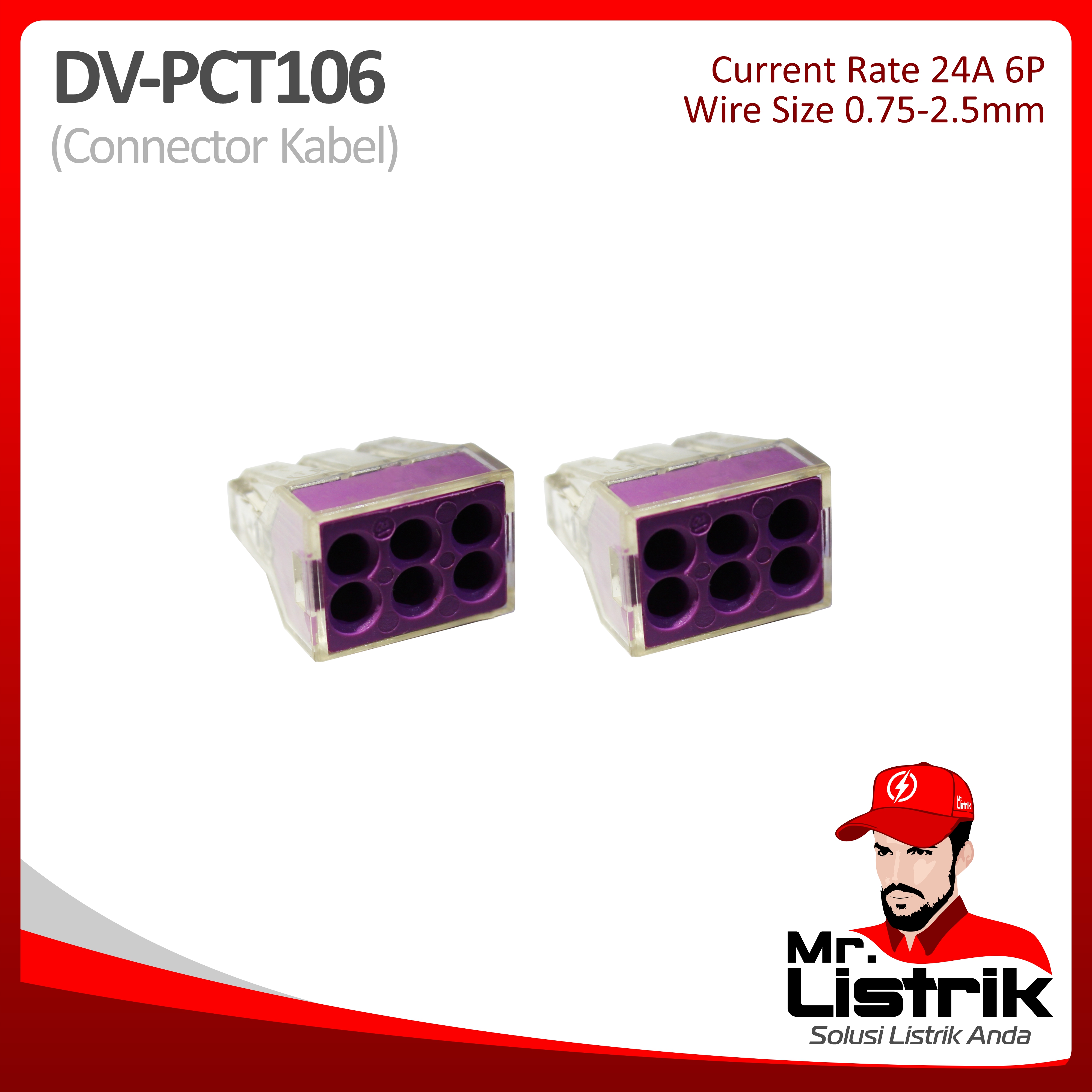 Connector Kabel Terminal Cucuk Model Wago 6P DV PCT106