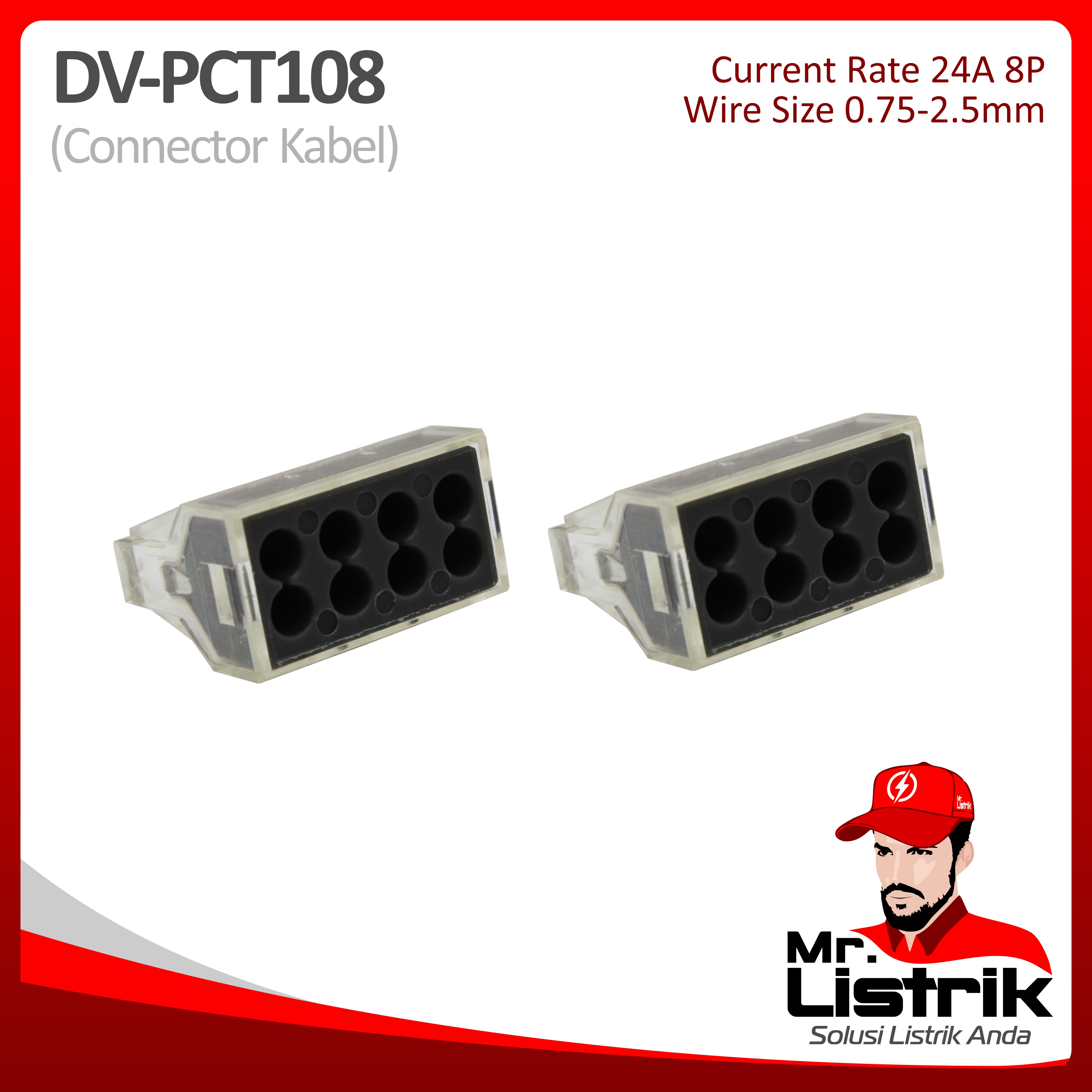 Connector Kabel Terminal Cucuk Model Wago 8P DV PCT108