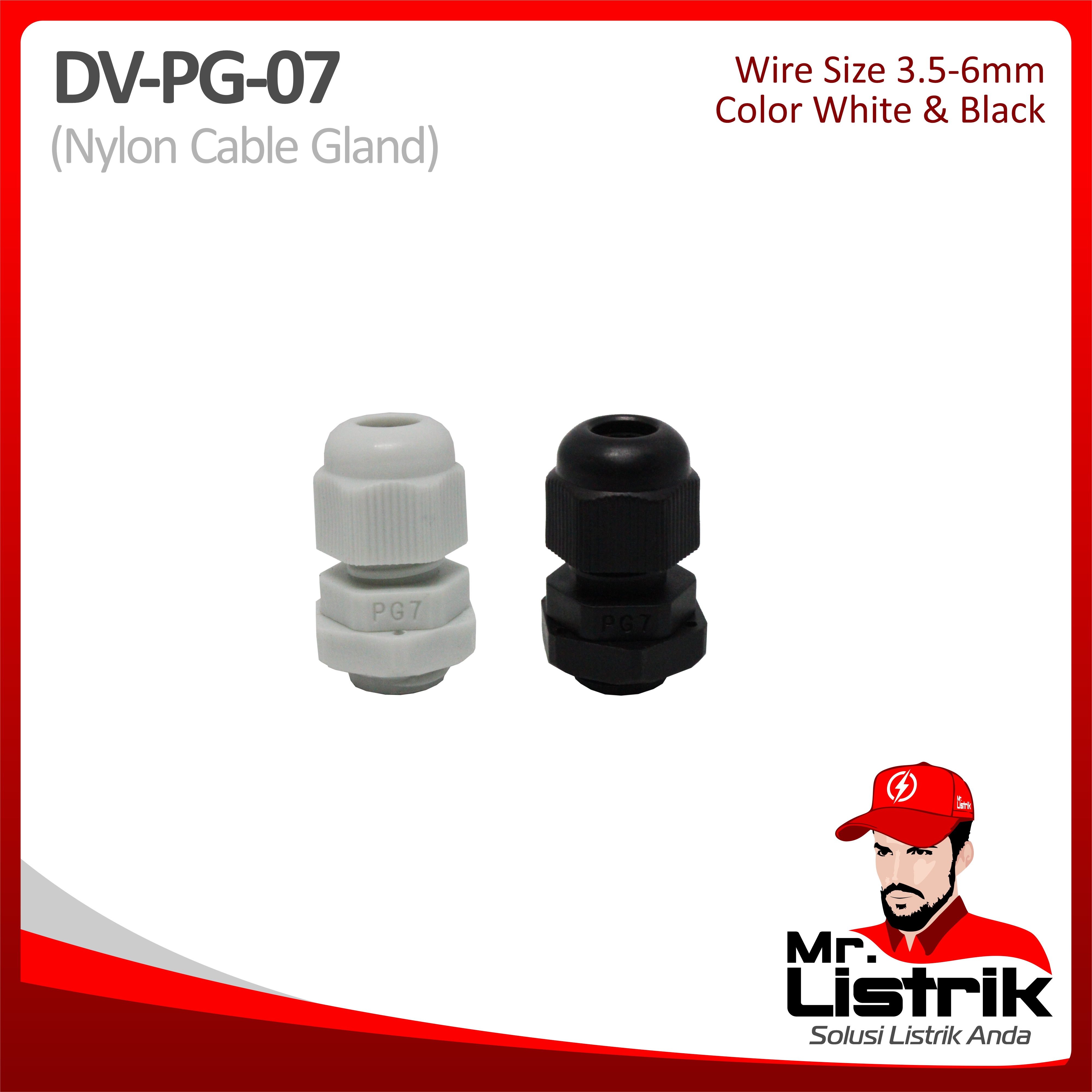 Nylon Cable Gland 3.5-6mm DV PG-07
