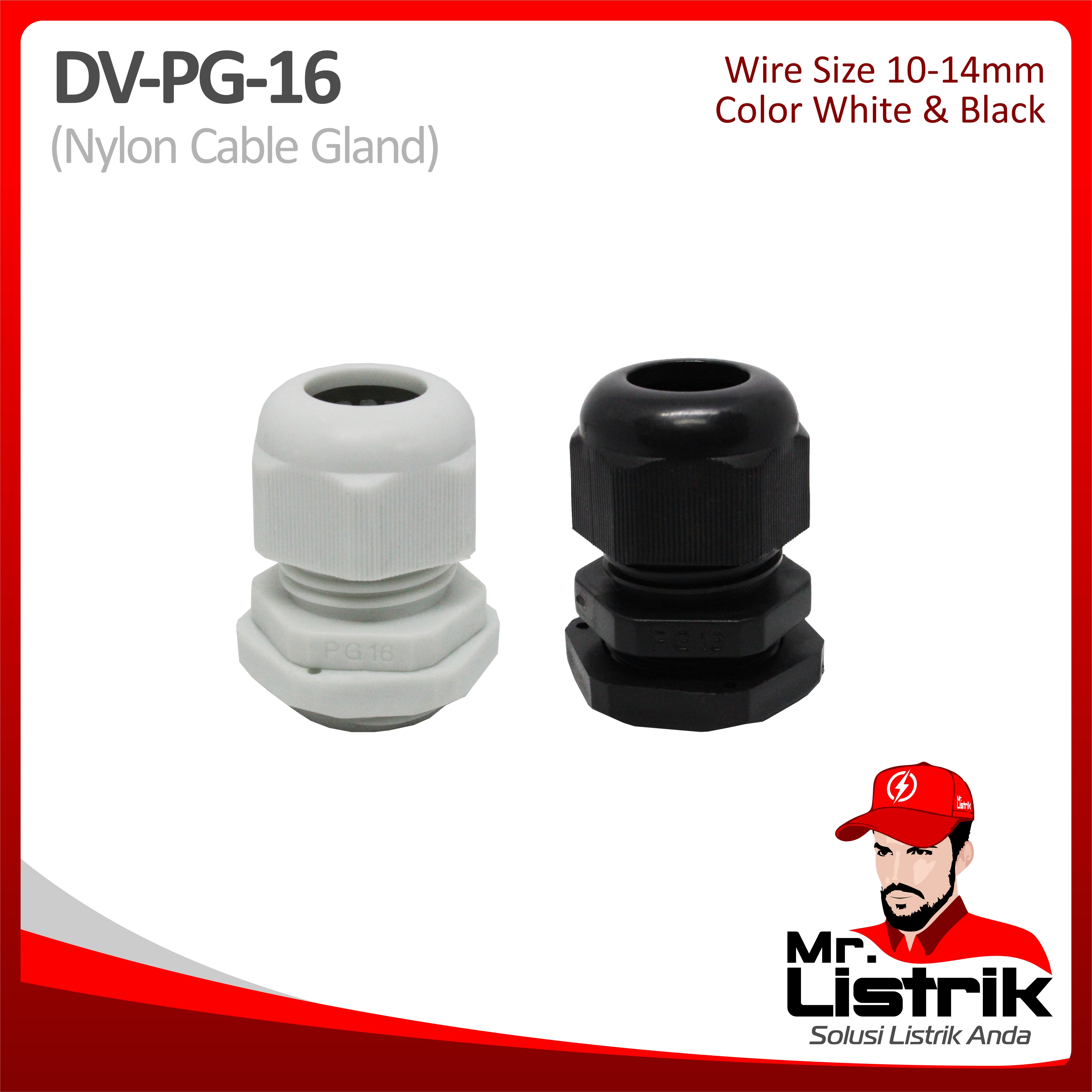 Nylon Cable Gland 10-14mm DV PG-16