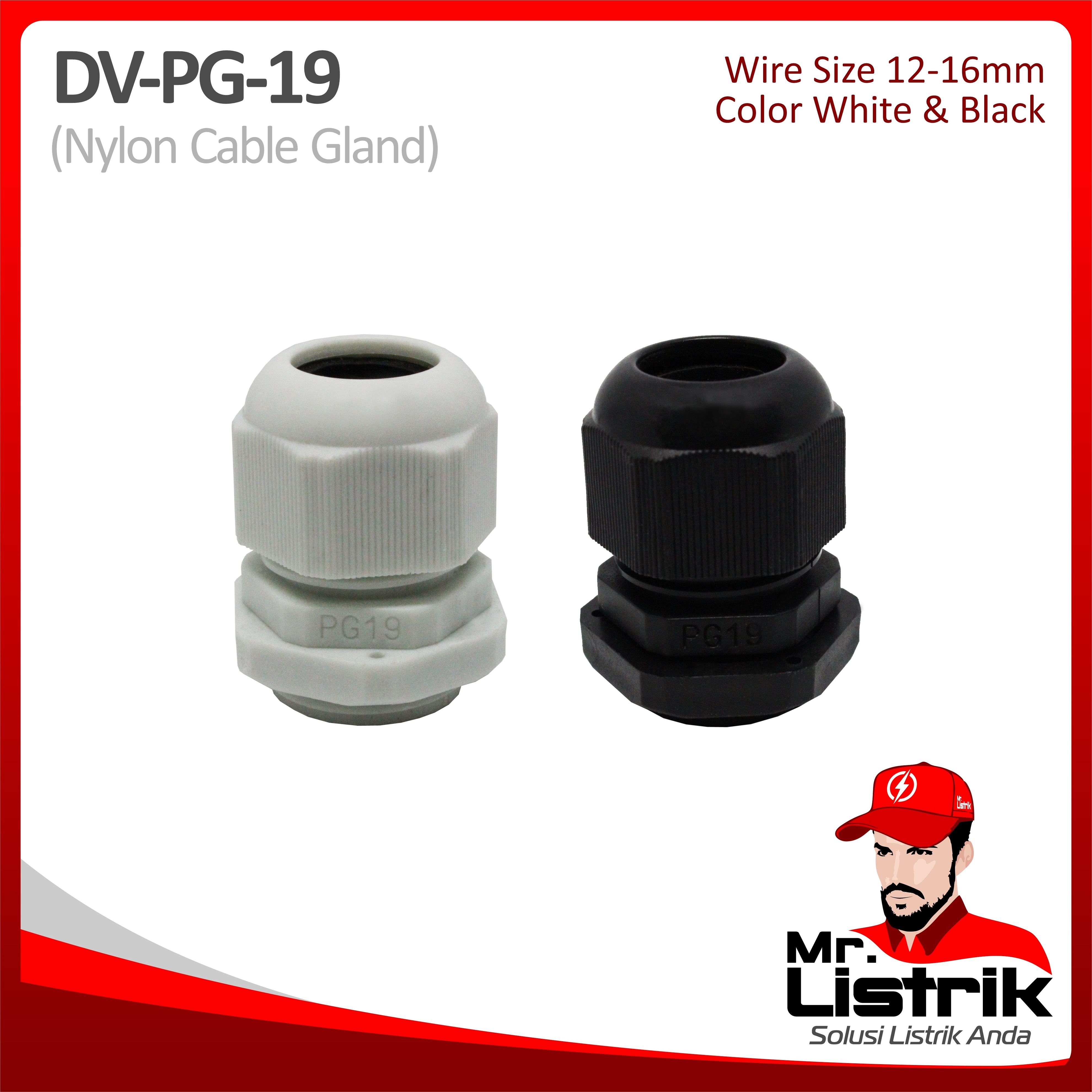 Nylon Cable Gland 12-16mm DV PG-19