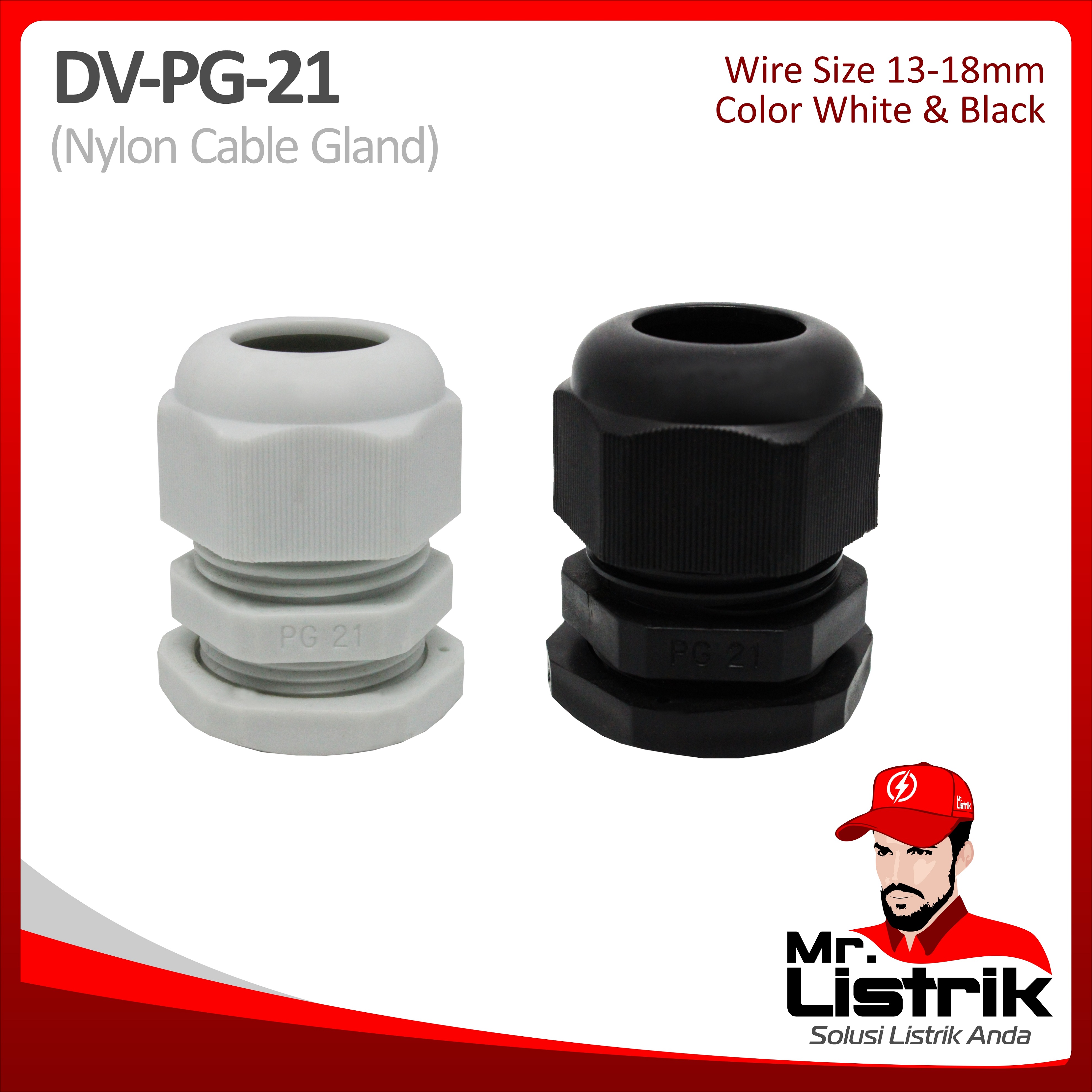 Nylon Cable Gland 13-18mm DV PG-21