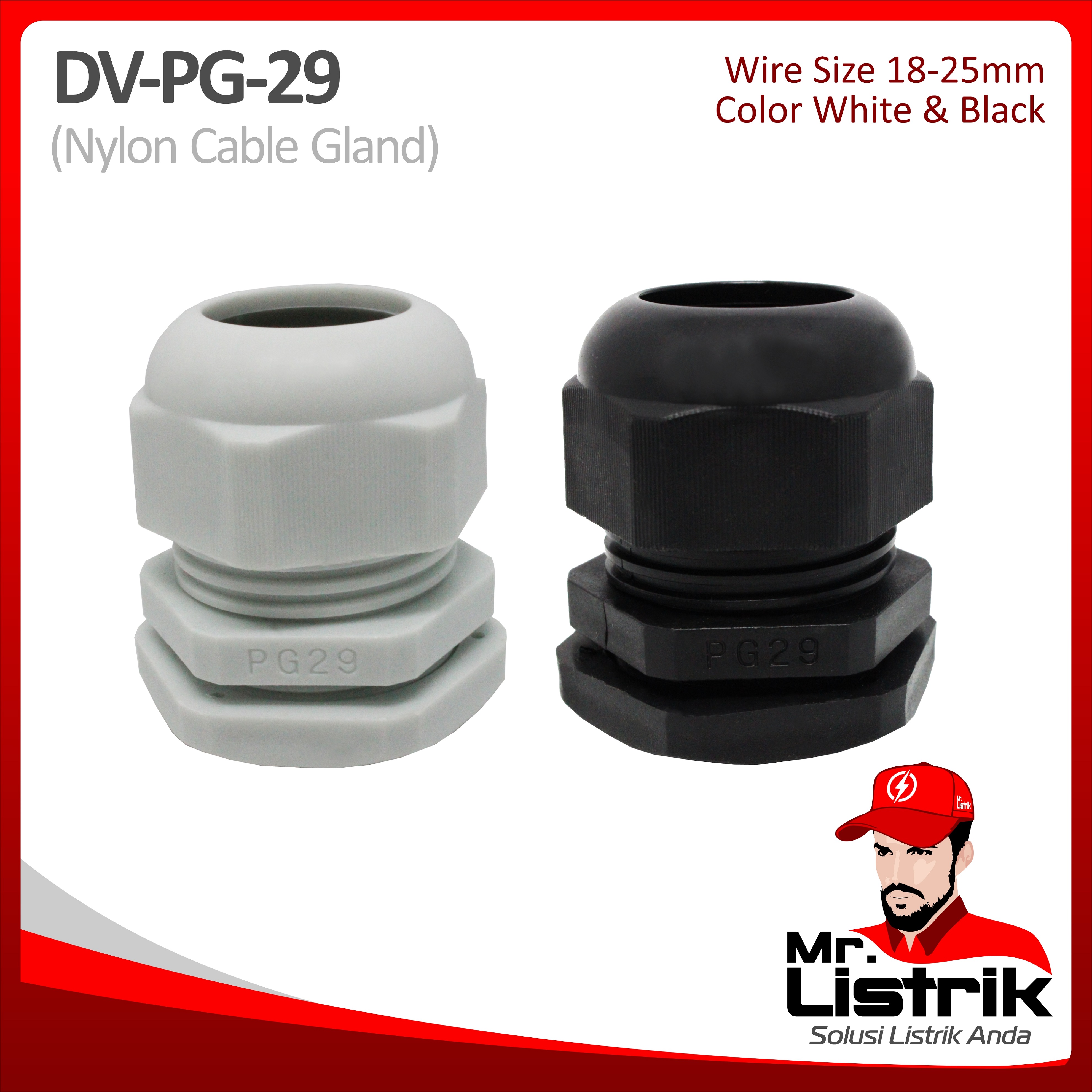 Nylon Cable Gland 18-25mm DV PG-29