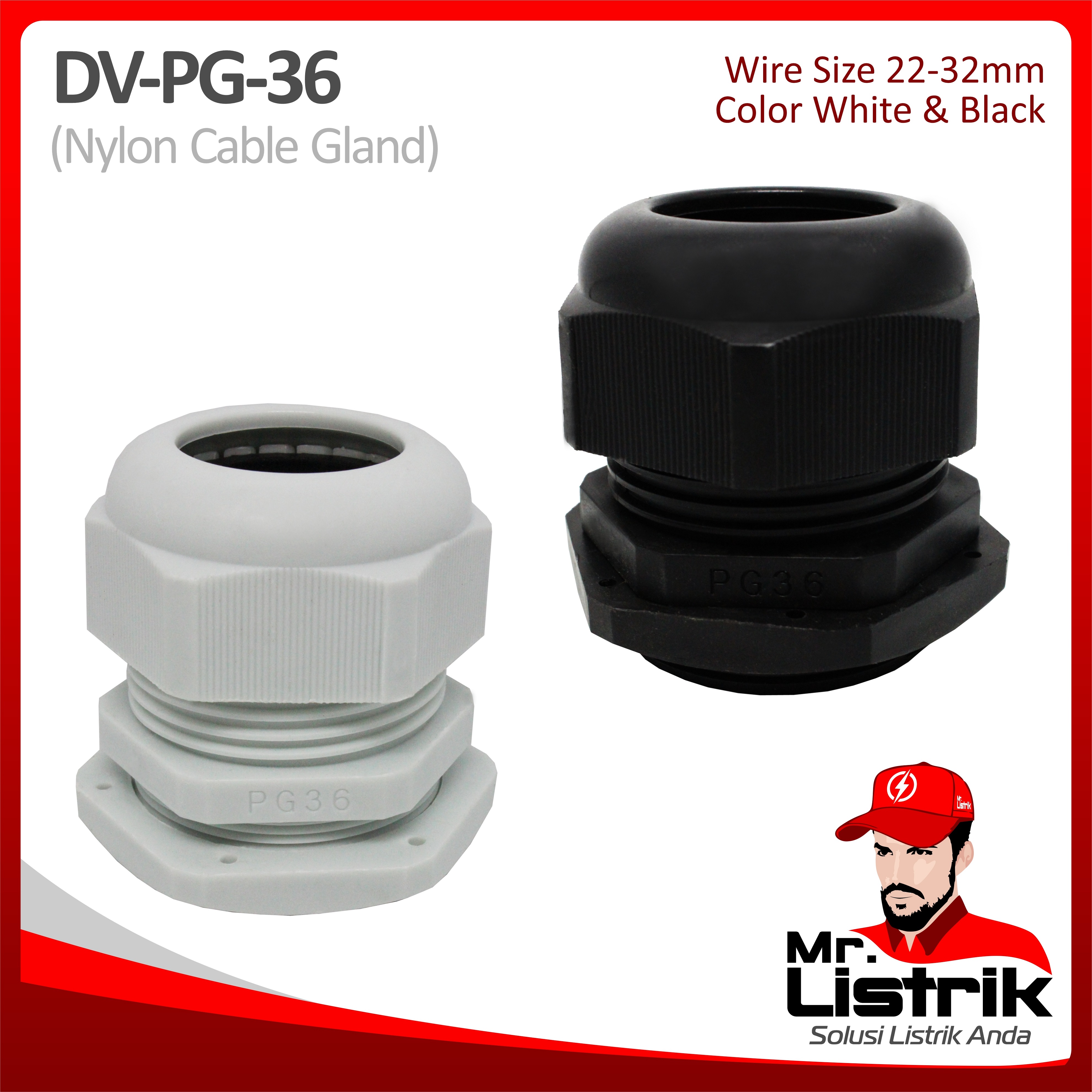 Nylon Cable Gland 22-32mm DV PG-36