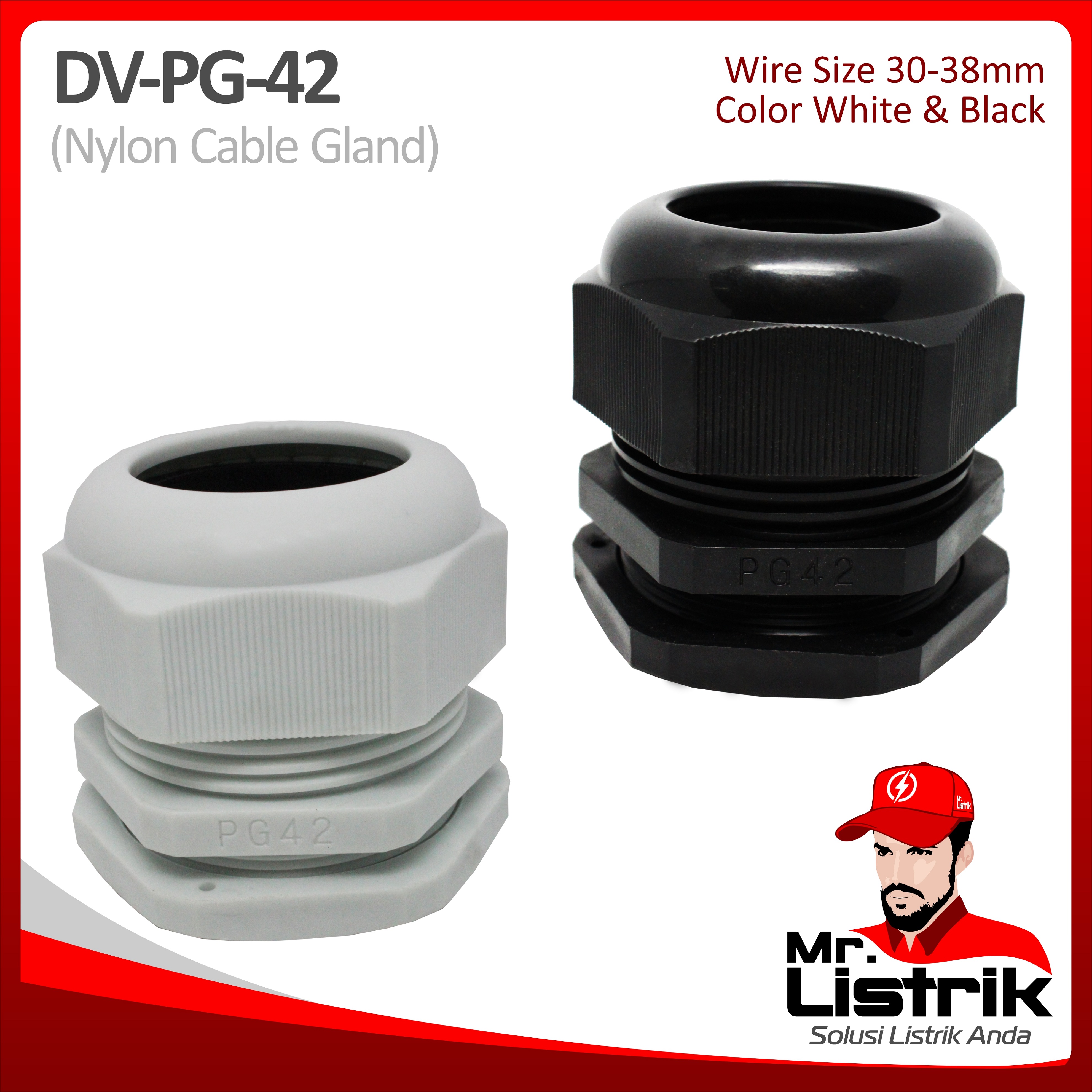 Nylon Cable Gland 30-38mm DV PG-42