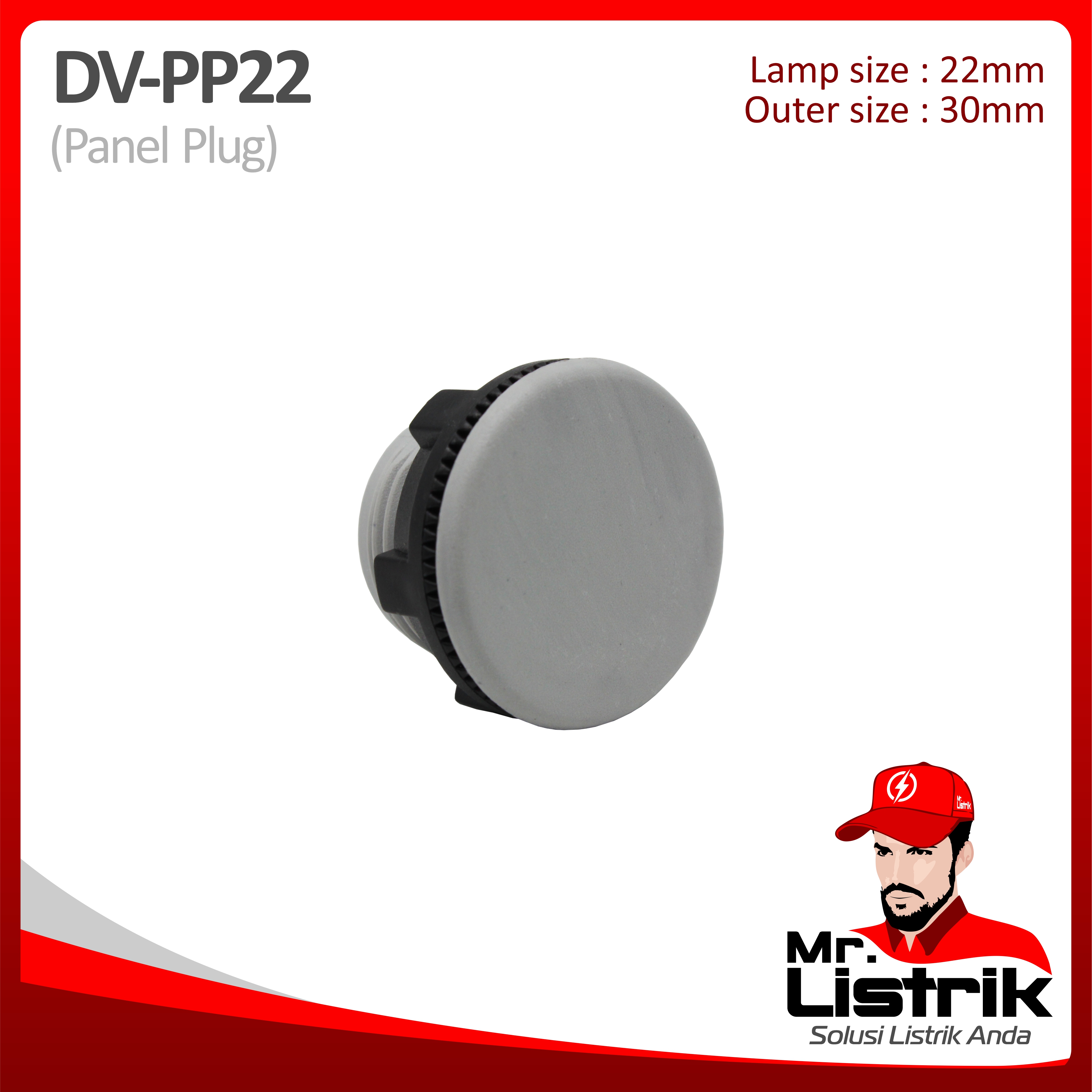 Panel Plug 22mm DV Grey PP22