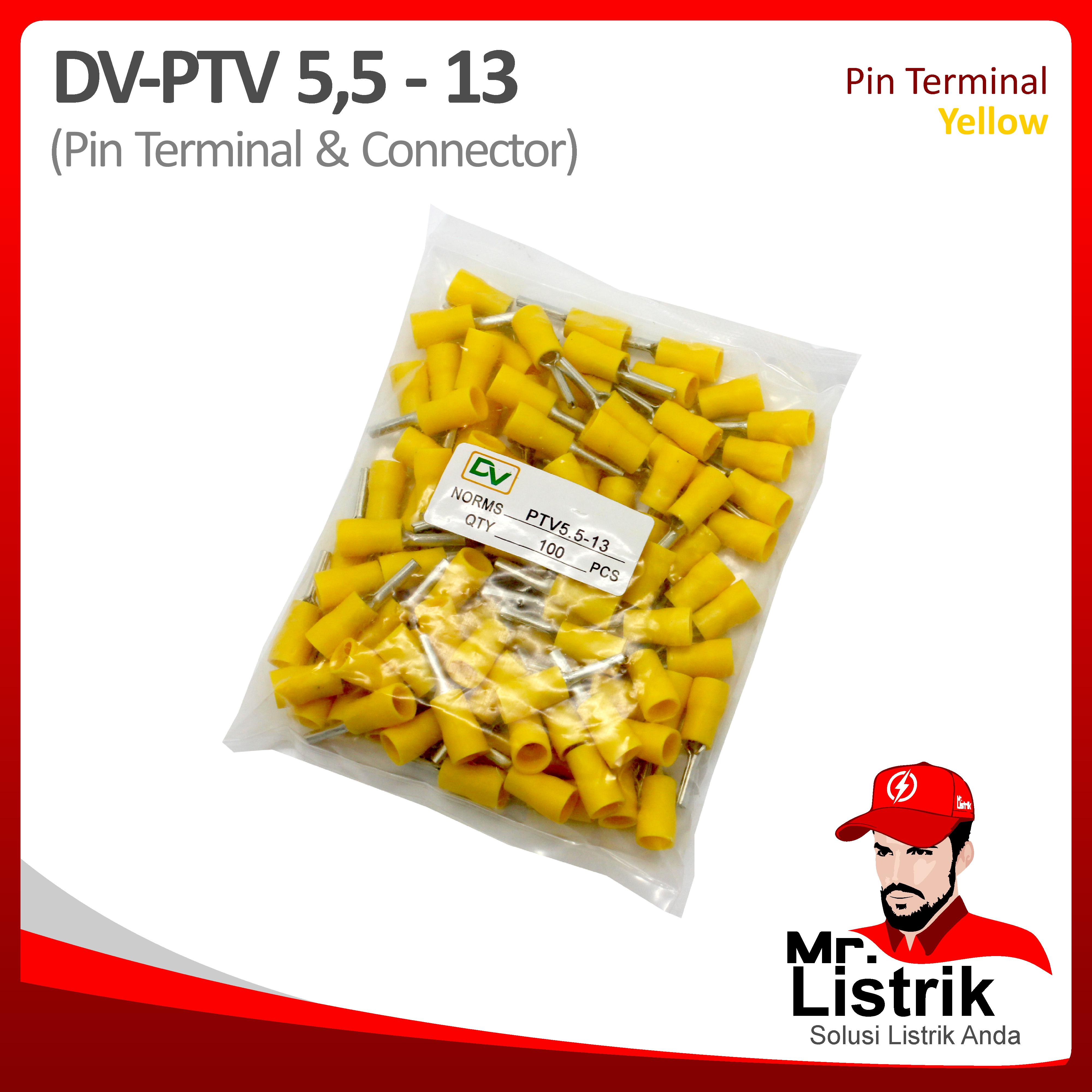 Pin Terminal 4-6mm Yellow DV PTV5.5-13