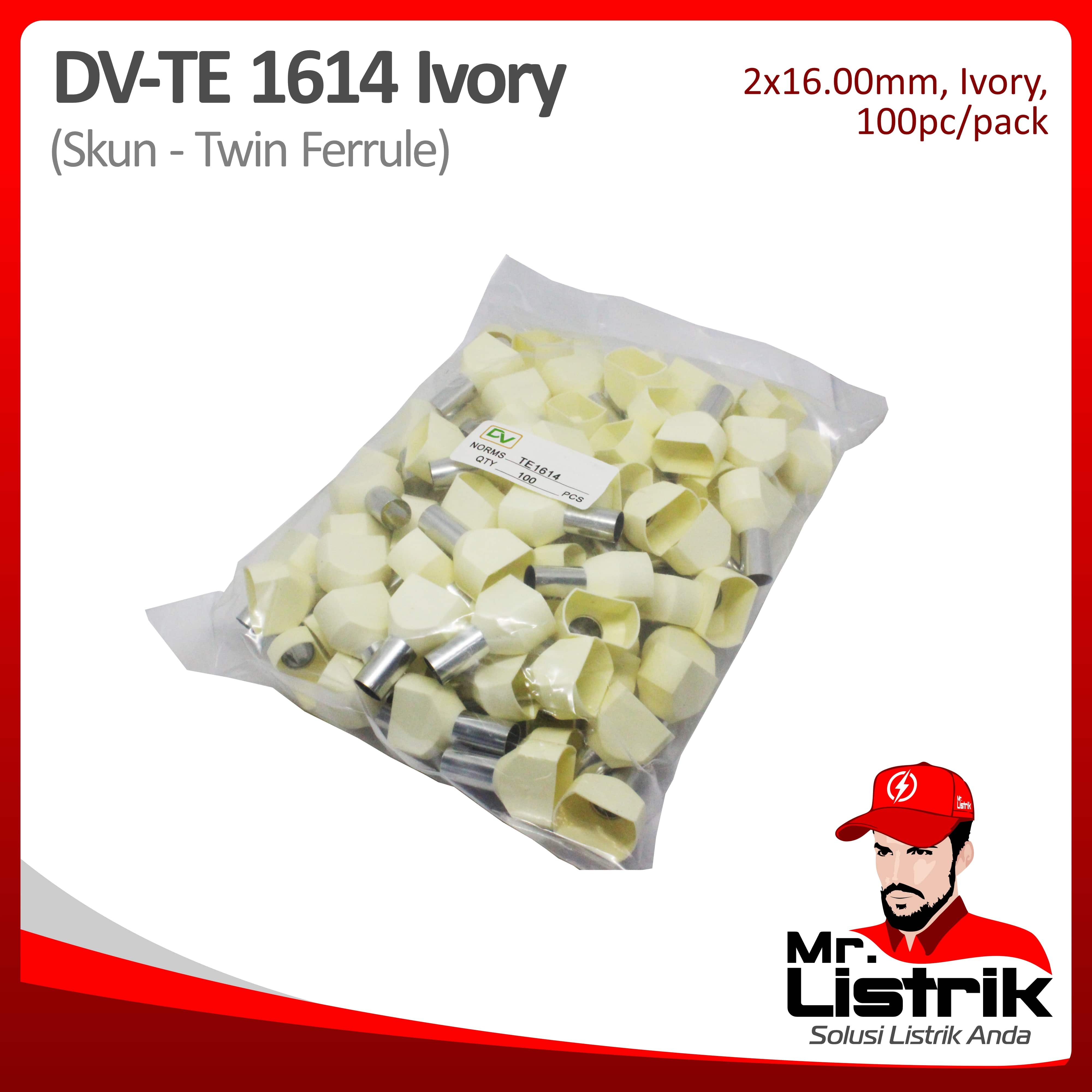 Skun Twin Ferrules 2x16mm Ivory DV TE 1614