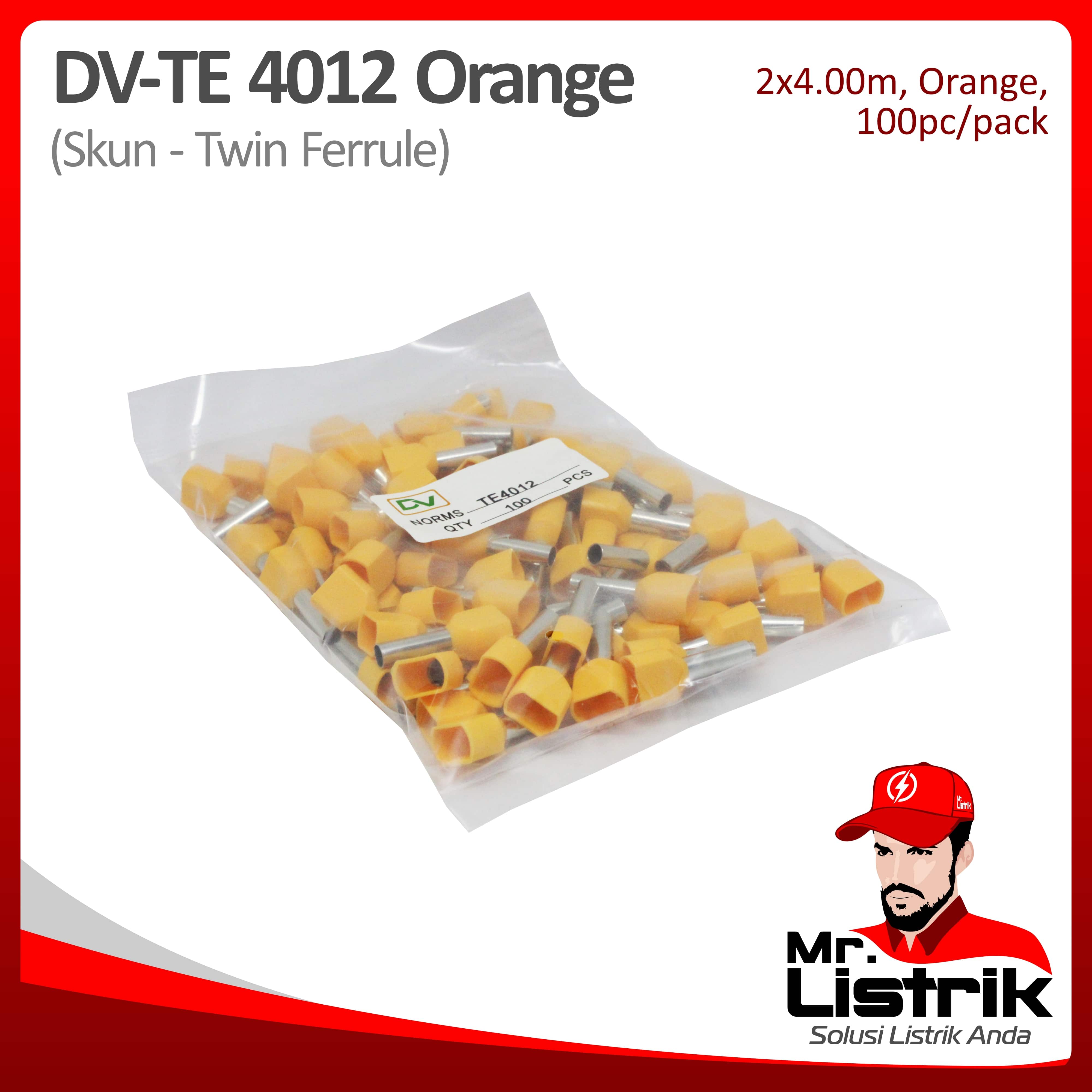 Skun Twin Ferrules 2x4mm Orange DV TE 4012