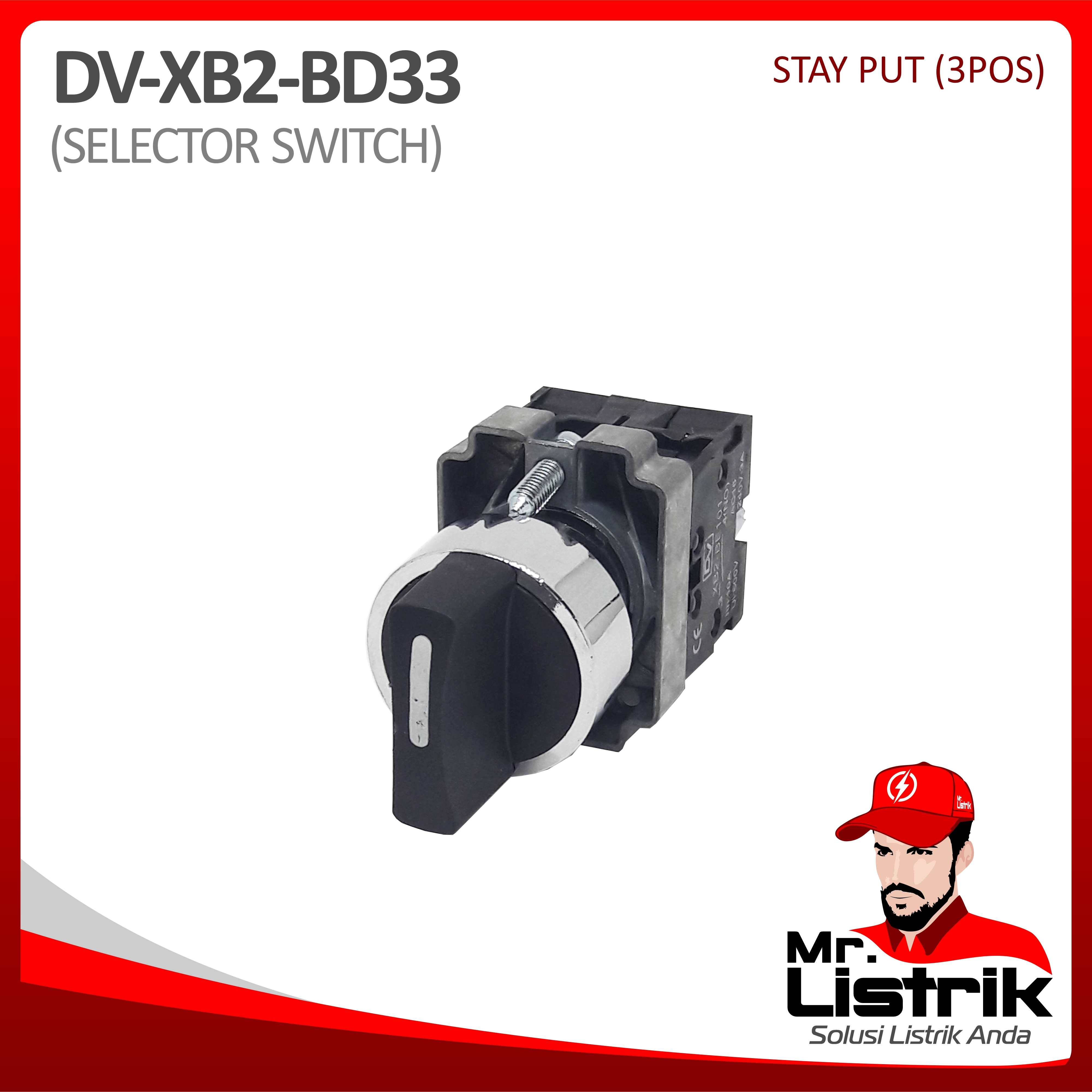 Selector Switch 3 Posisi 2NO Metal Modular XB2-BD33 - Stay Put