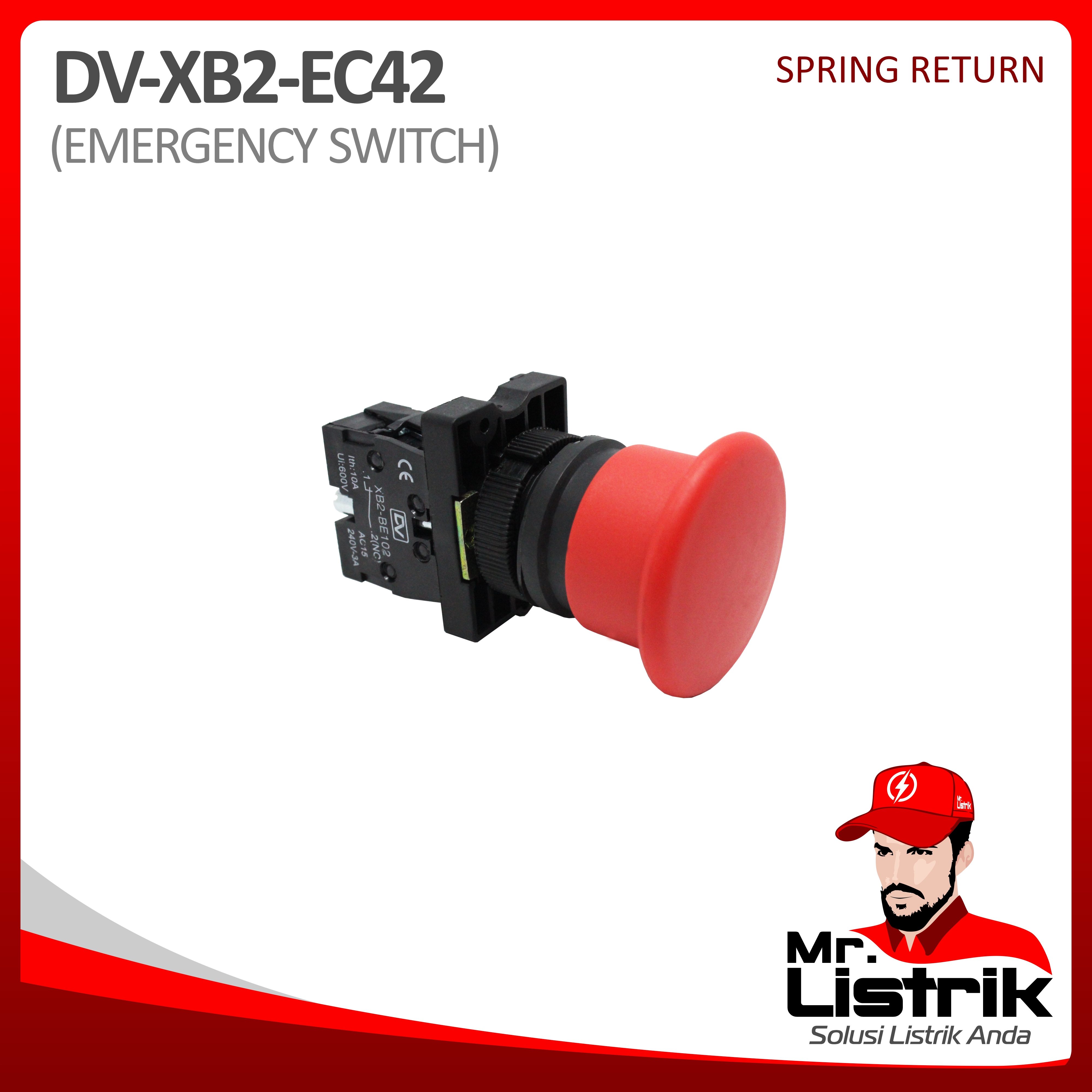 Emergency Stop 1NC Plastic Modular XB2-EC42 - Spring Return