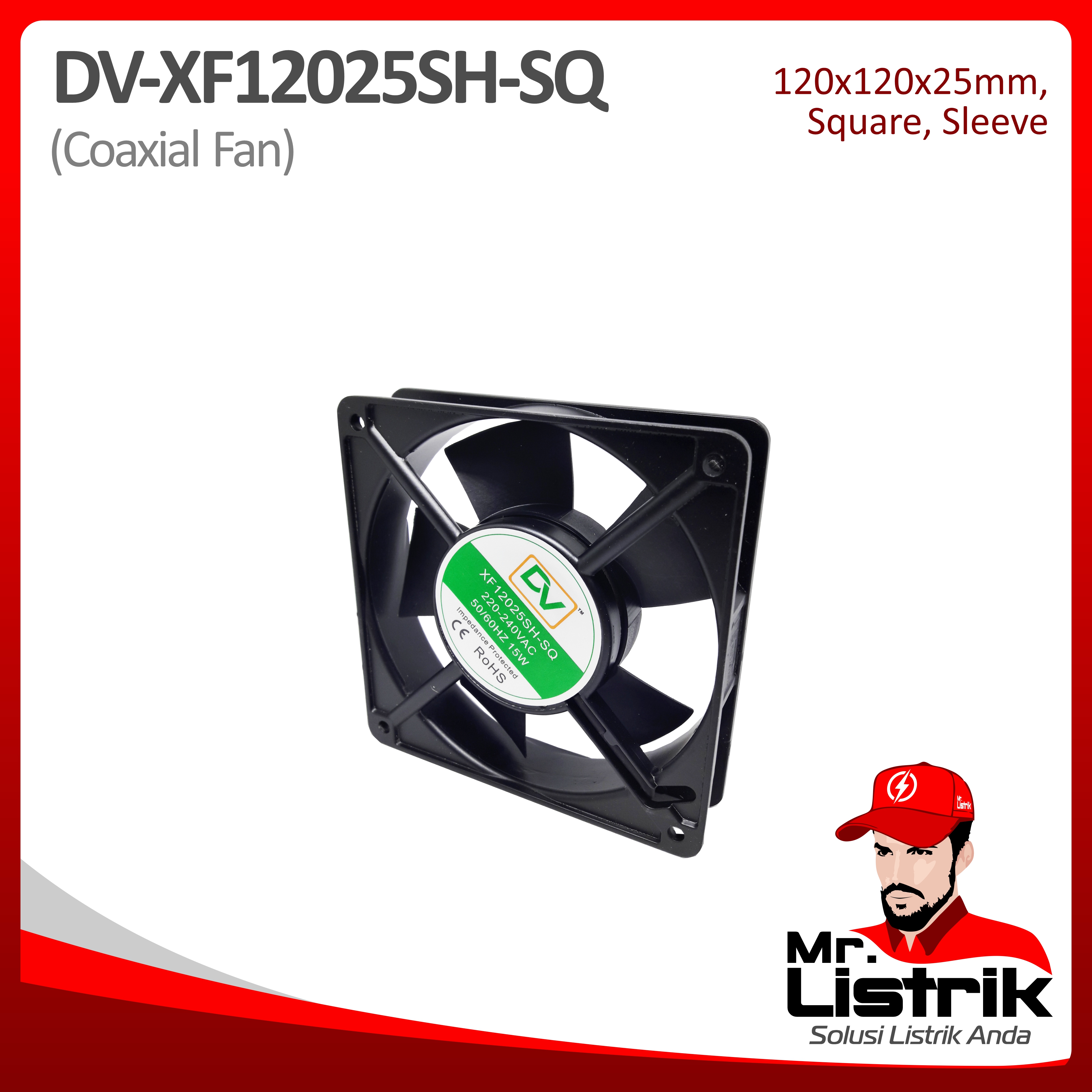 Coaxial Fan 120x120x25 Sleeve Square DV XF12025SH-SQ
