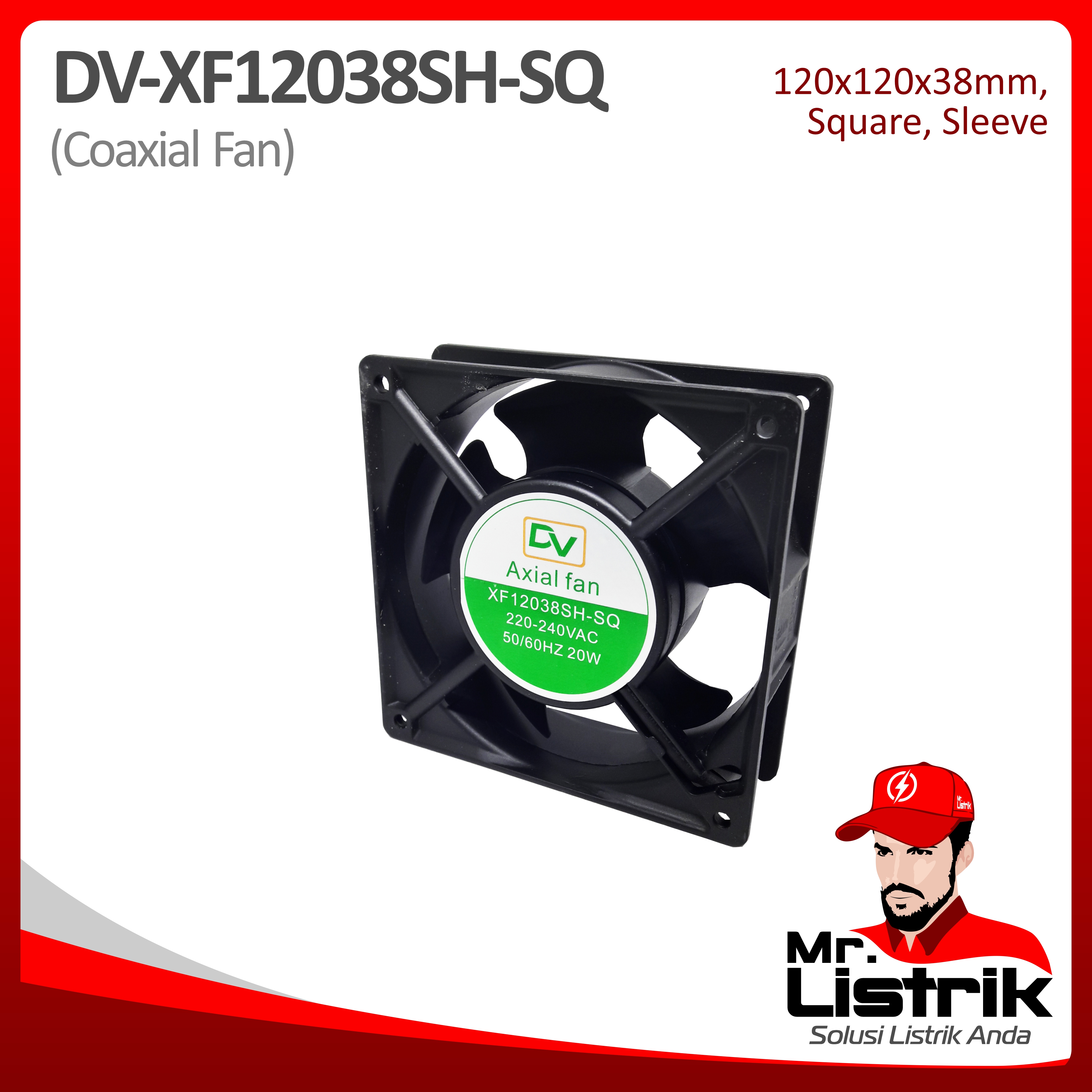 Coaxial Fan 120x120x38 Sleeve Square DV XF12038SH-SQ