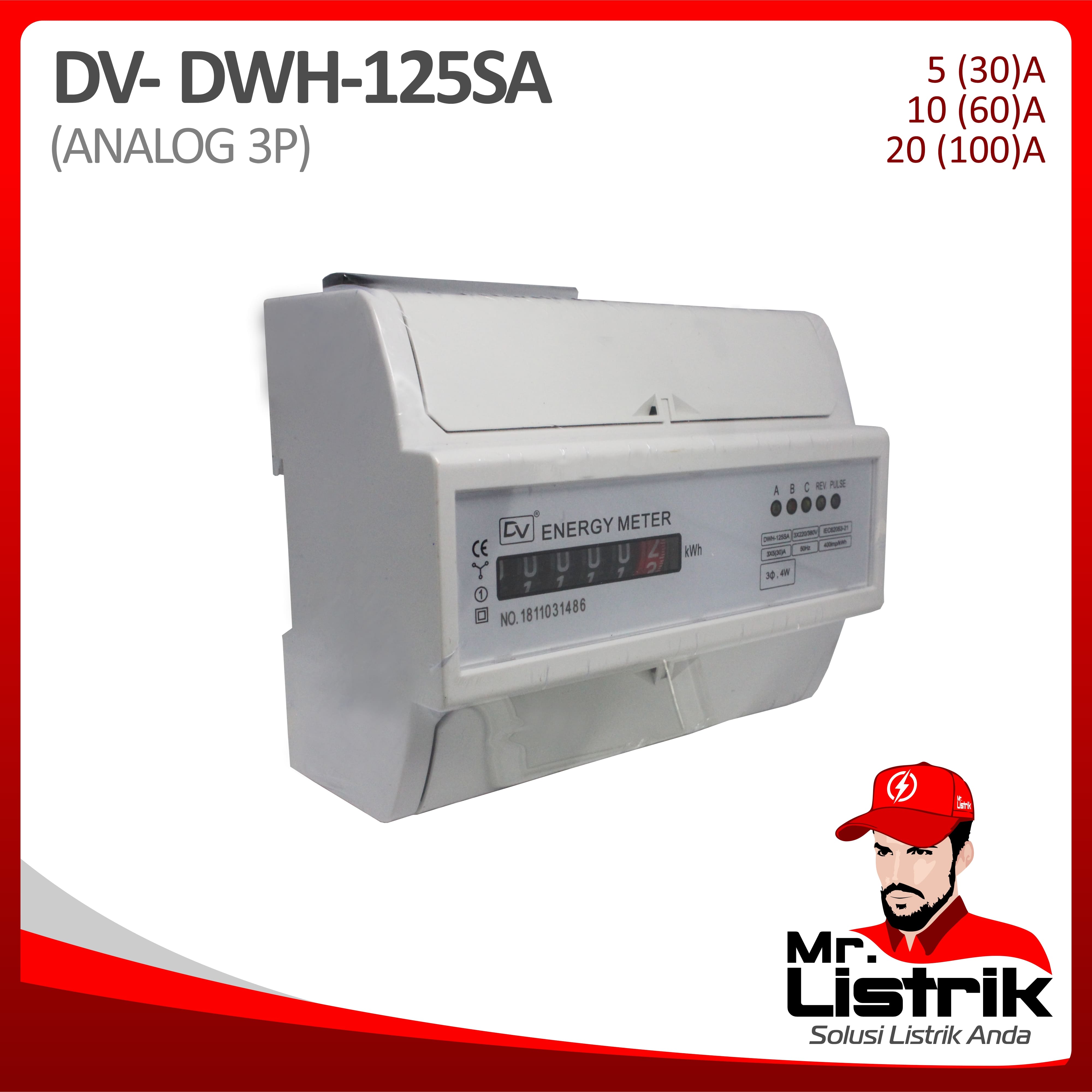 KWH Meter 3P Analog DV DWH-125SA 20(100)A