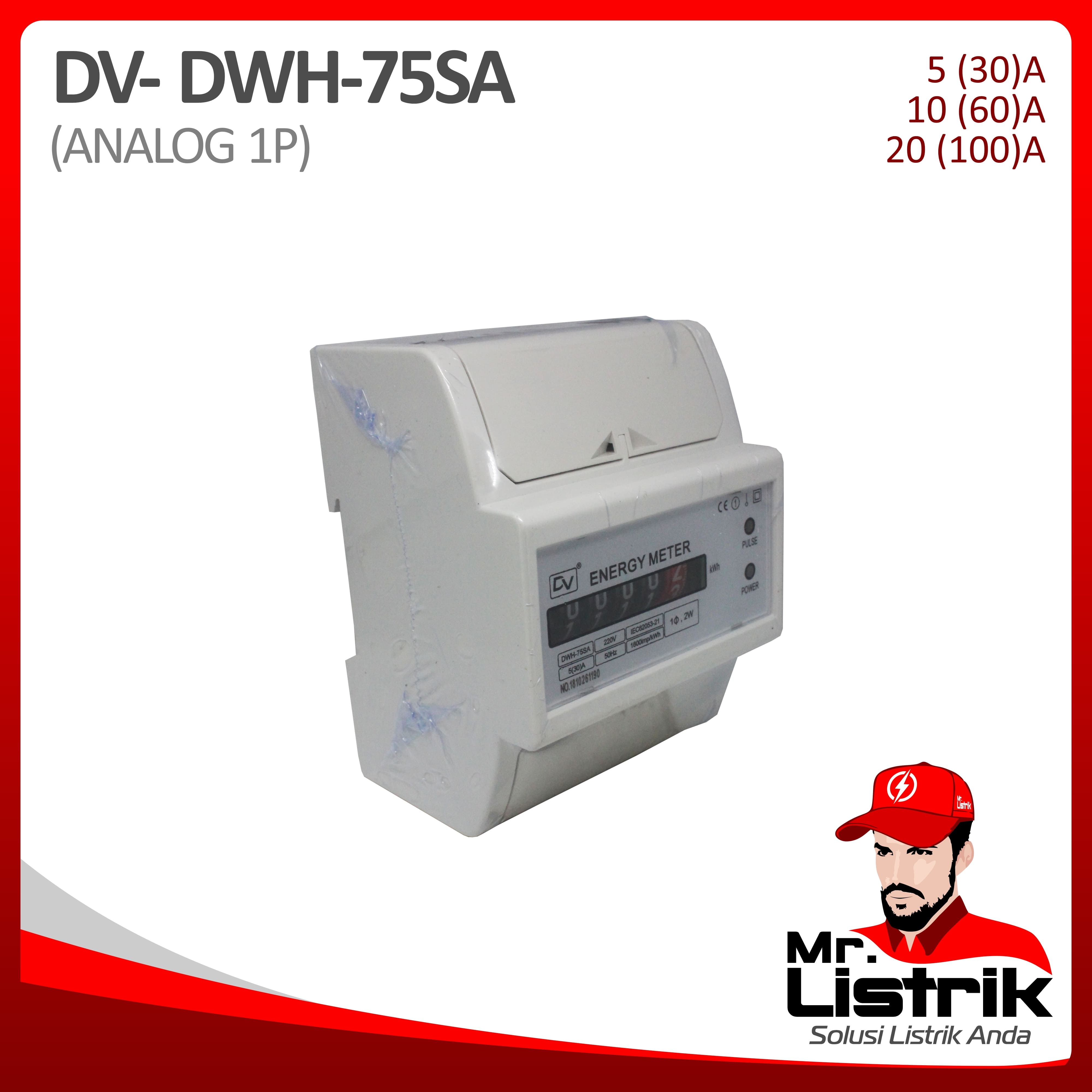 KWH Meter 1P Analog DV DWH-75SA 20(100)A
