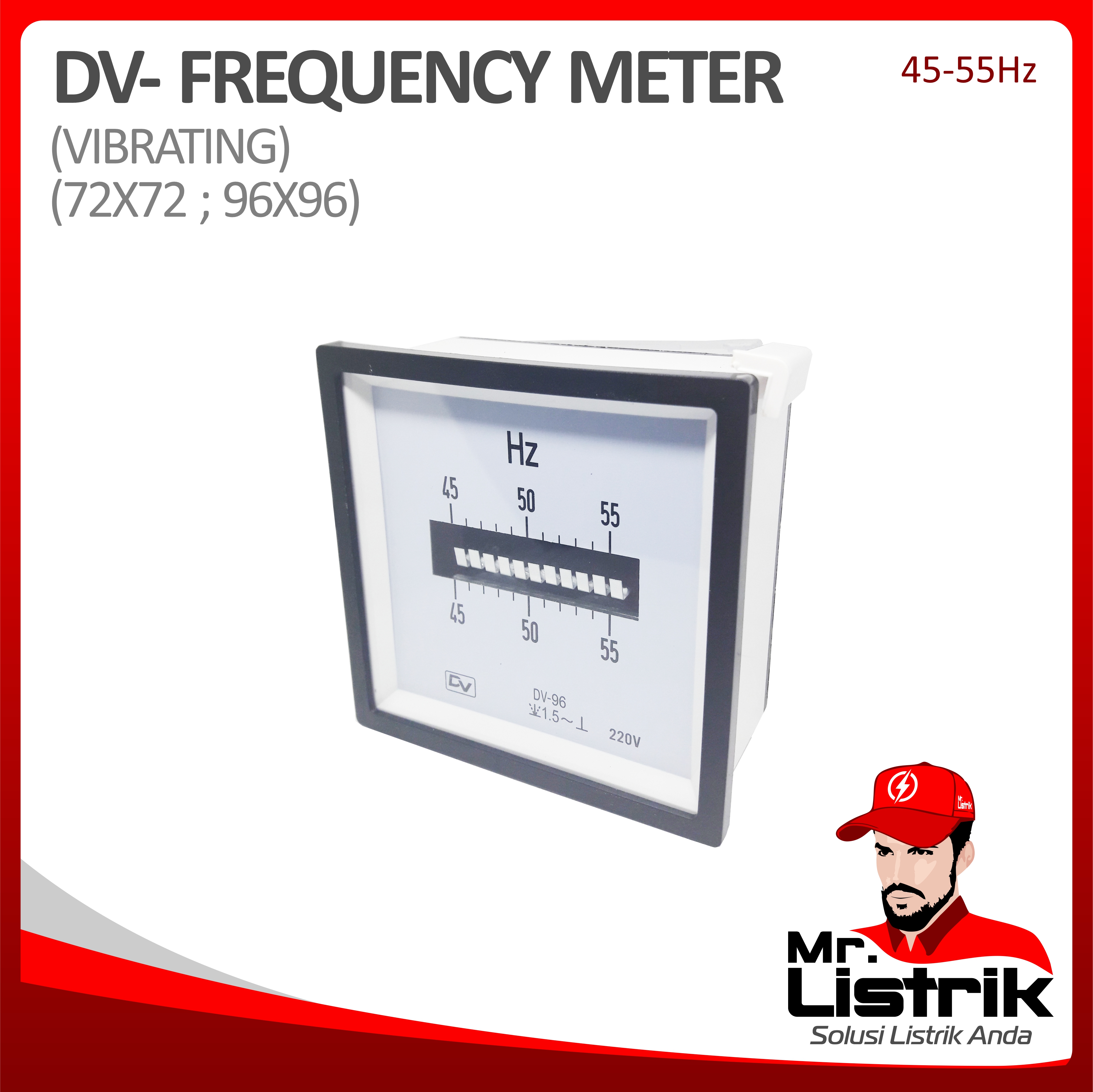 Frequency Meter Vibrating DV 72x72 45-55Hz