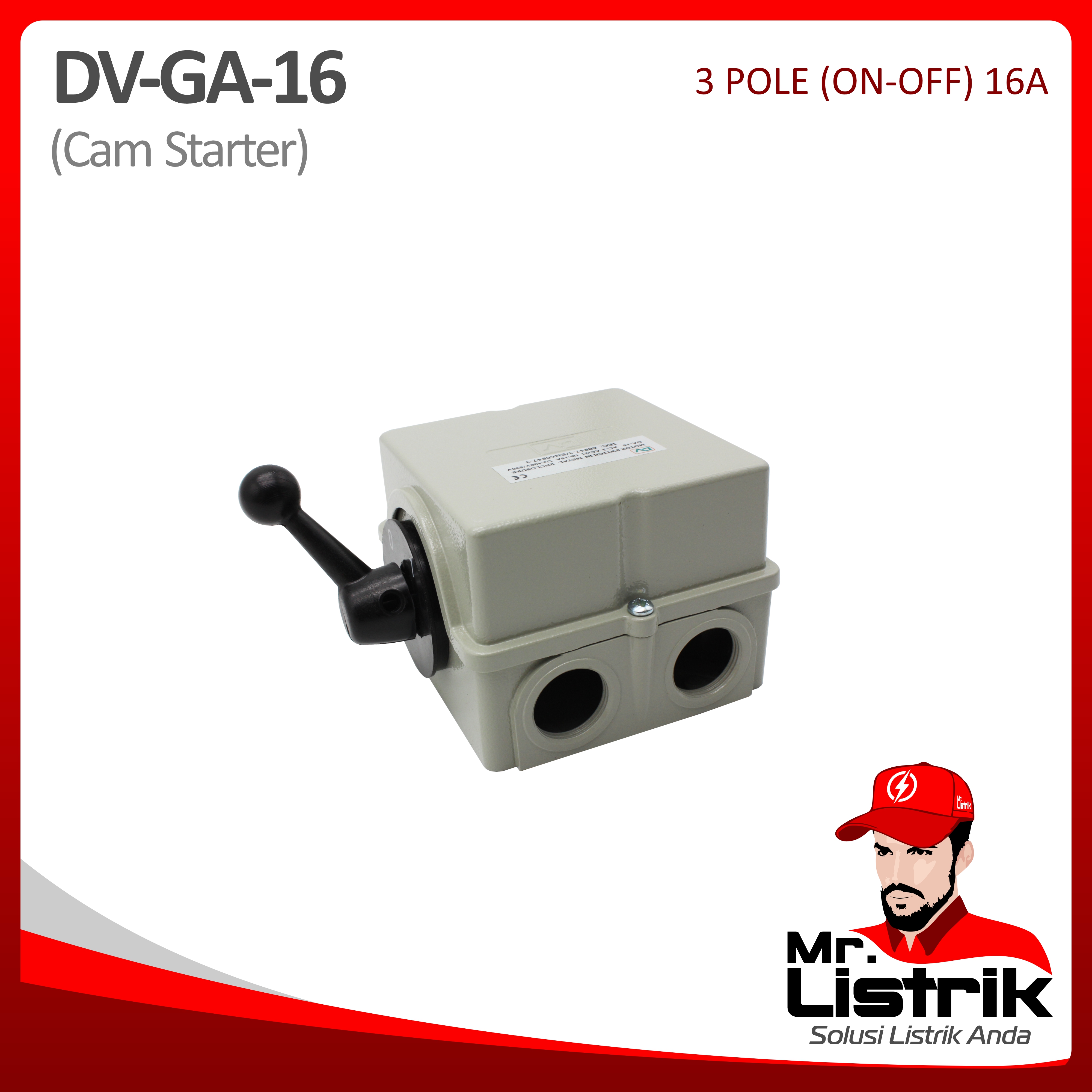 Cam Starter Metal On-Off 3P 16A DV GA-16