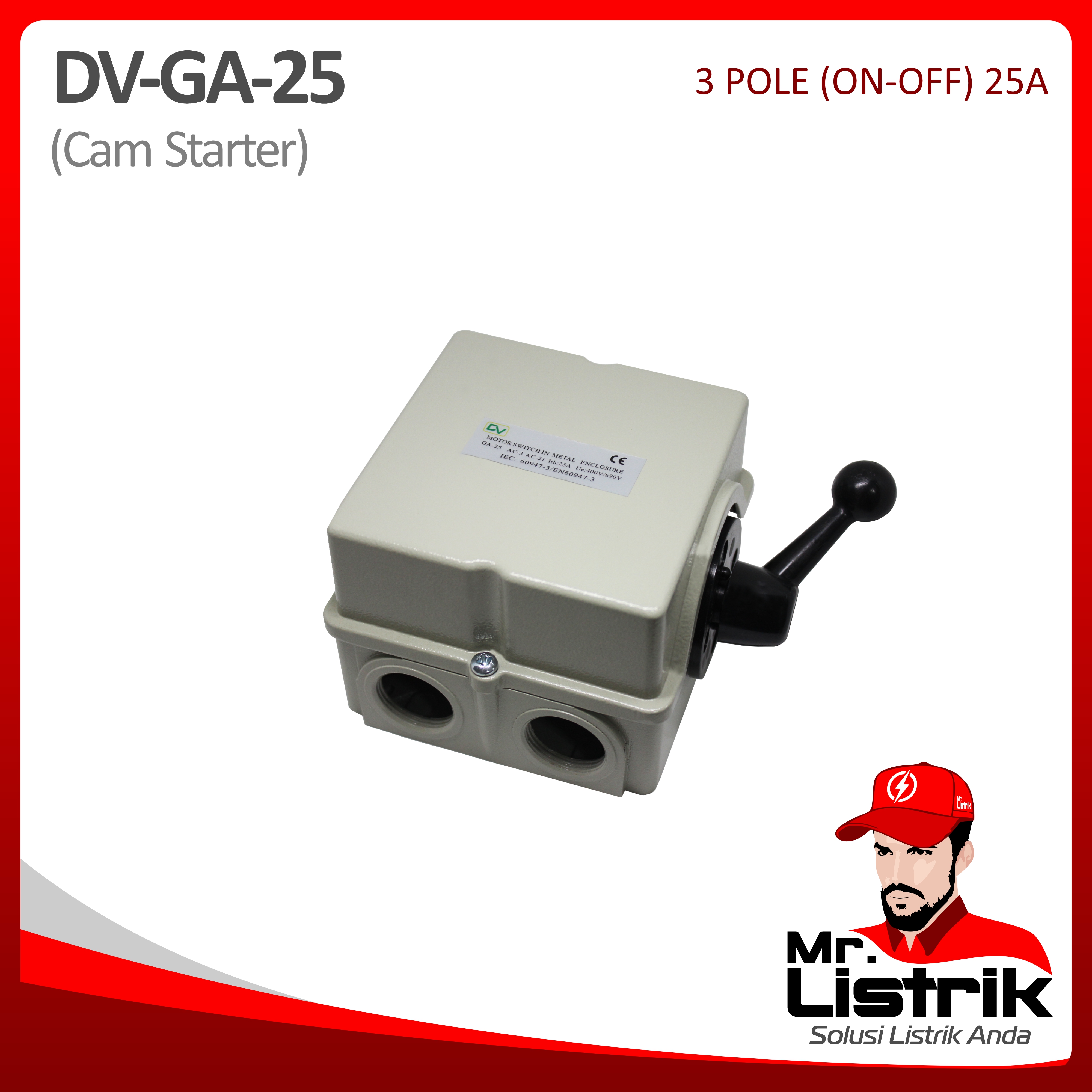 Cam Starter Metal On-Off 3P 25A DV GA-25