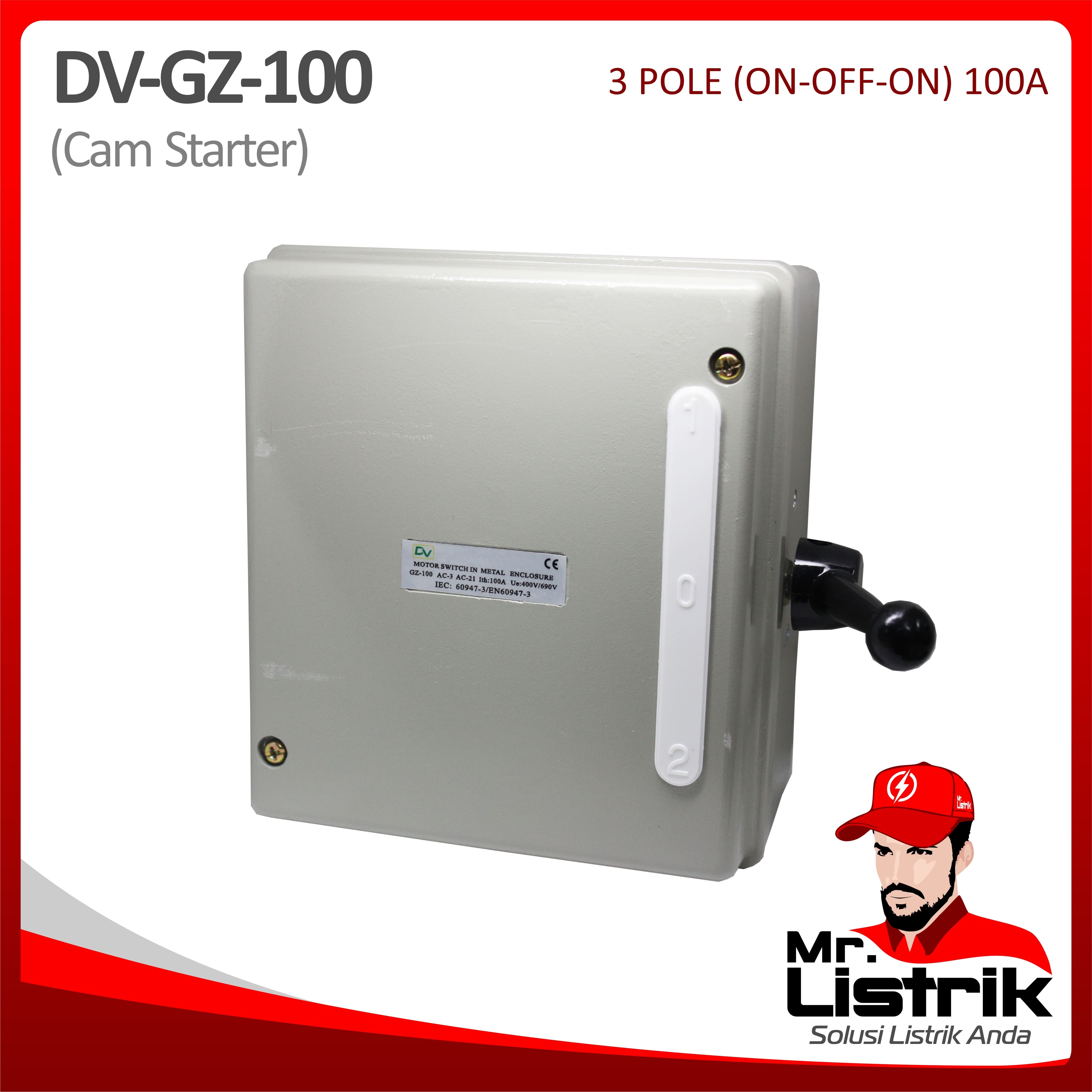 Cam Starter Metal On-Off-On 3P 100A DV GZ-100