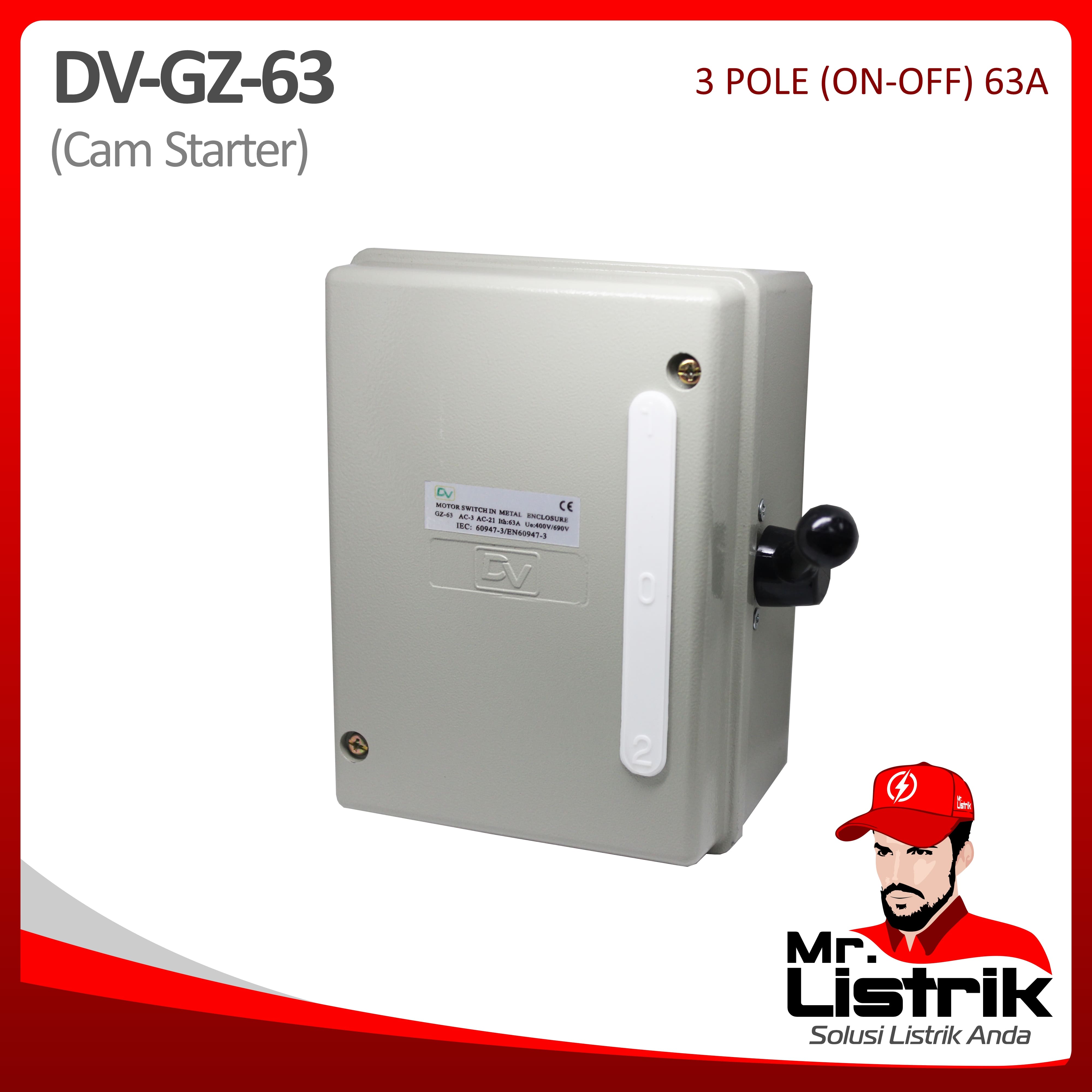 Cam Starter Metal On-Off-On 3P 63A DV GZ-63