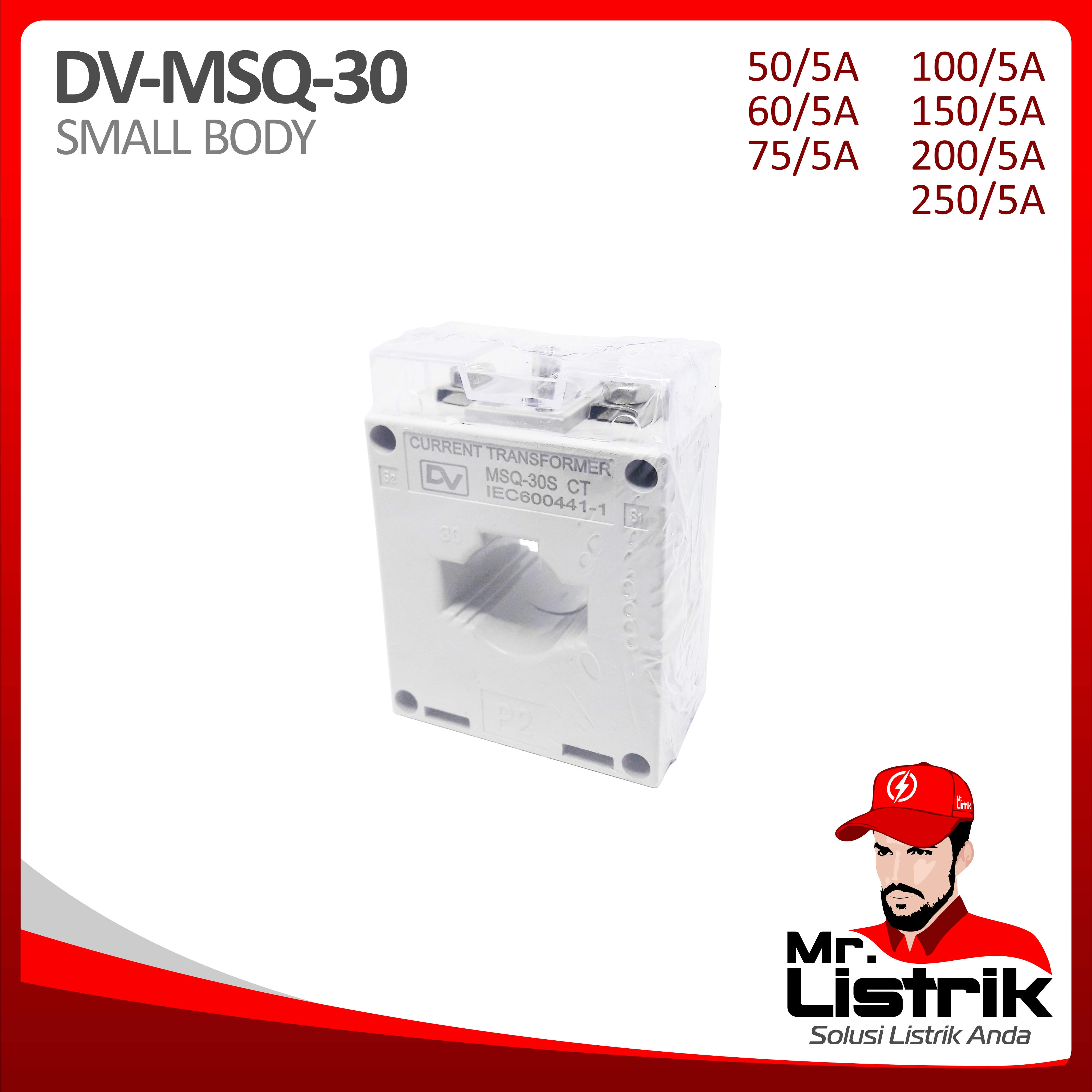 Current Transformer DV Fixed Type MSQ-30 Big Body 150/5A